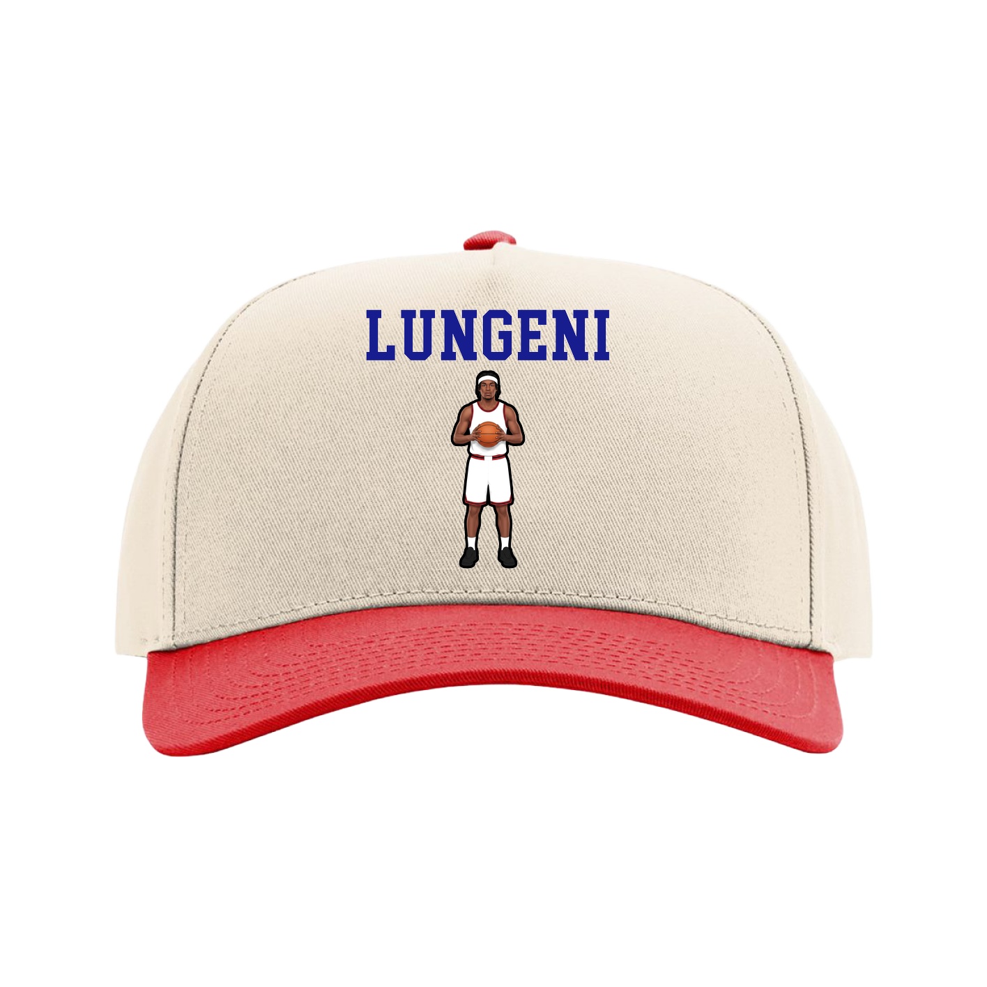 Full Fabric Five-Panel Champ Cap — Shirsey in Cream/Red