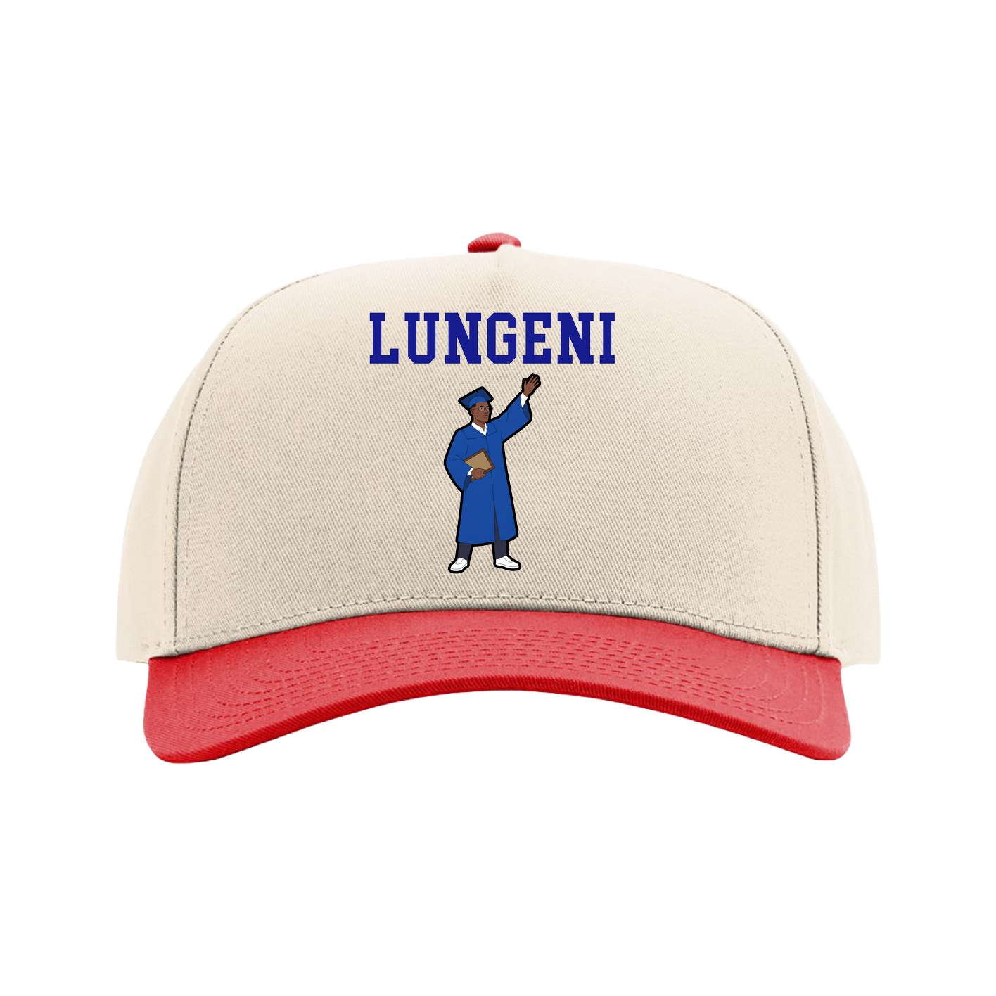Full Fabric Five-Panel Champ Cap — Shirsey in Cream/Red