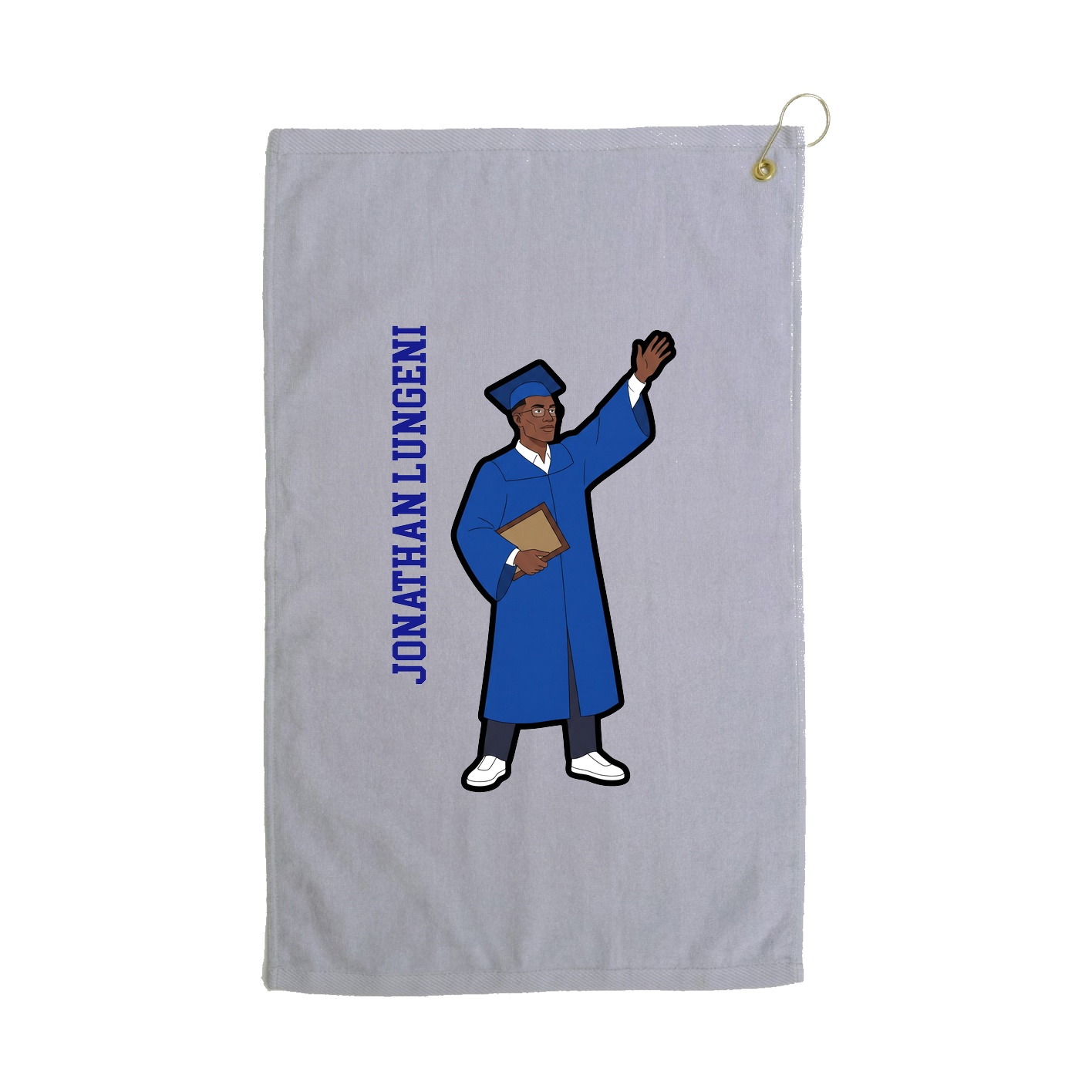 Golf Towel — Name Vertical in Grey