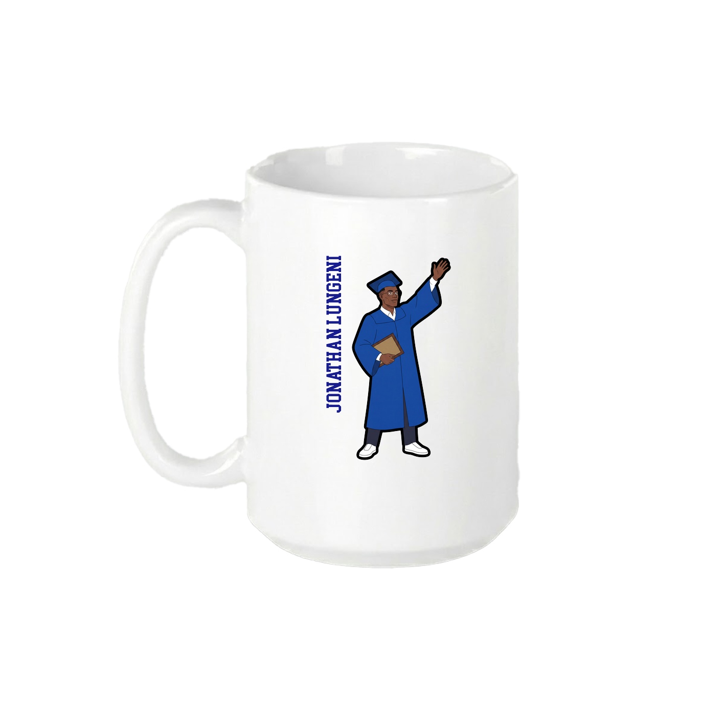 15oz Coffee Mug — Name Vertical in White