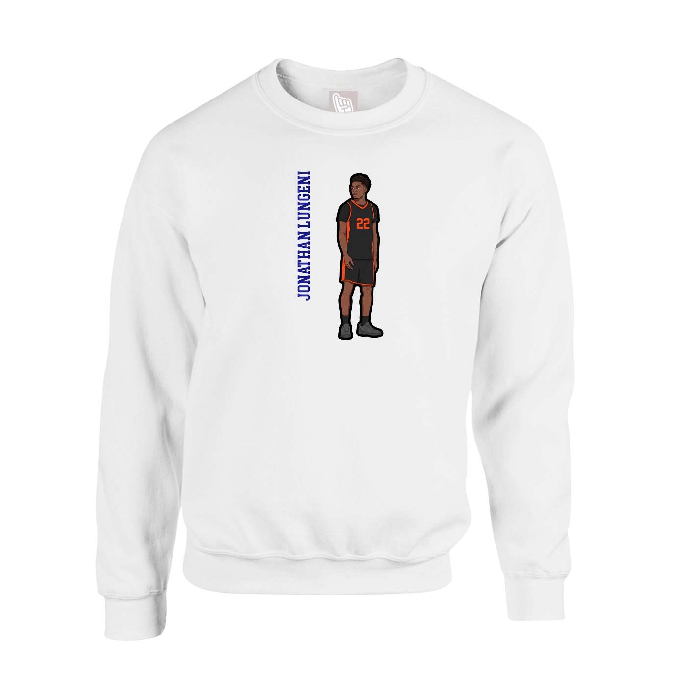 Fleece Crew — Name Vertical in White
