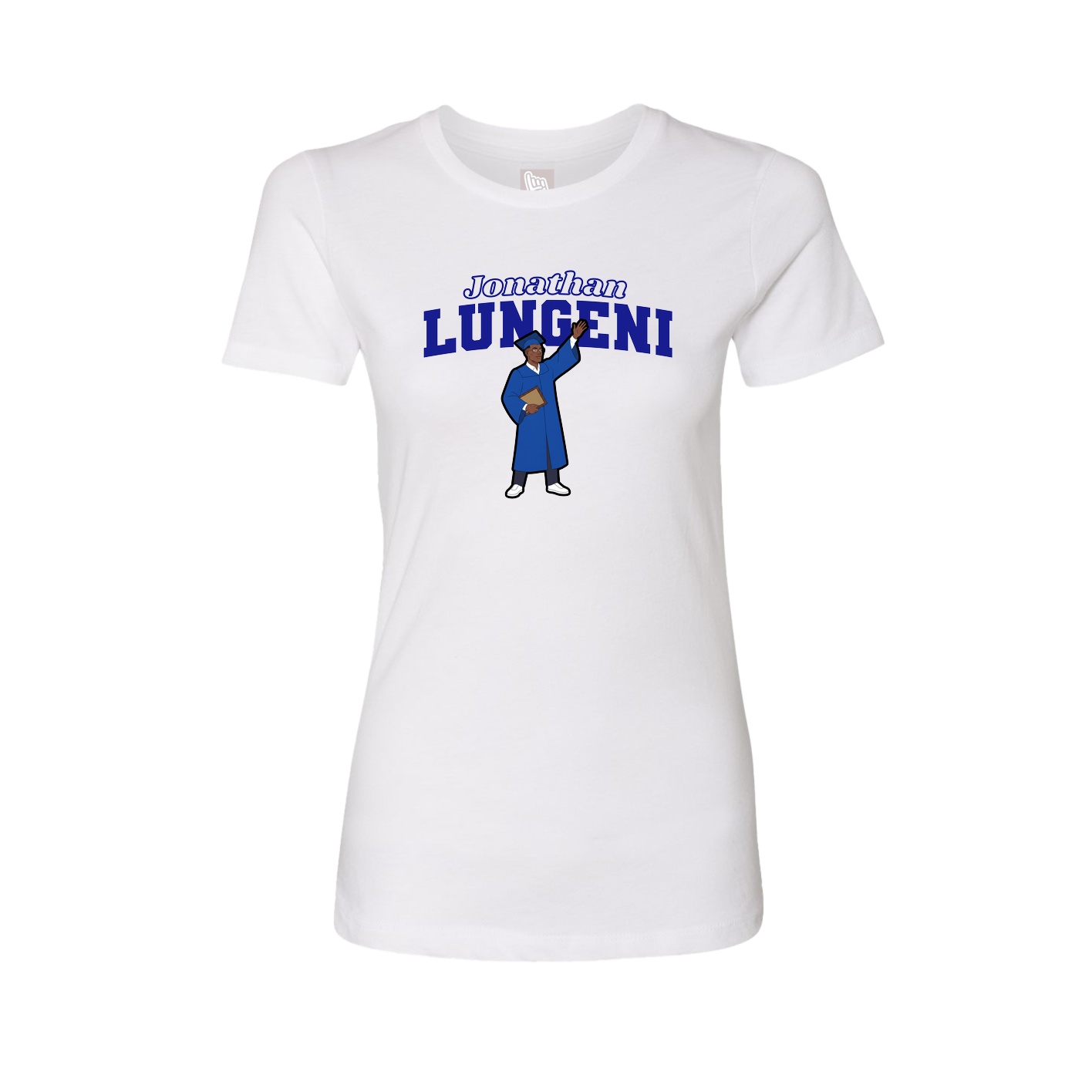 Fitted Women's Tee — Name Arch in White