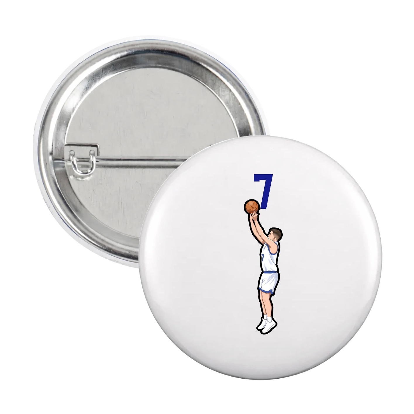 Game Day Button — Number Top in White