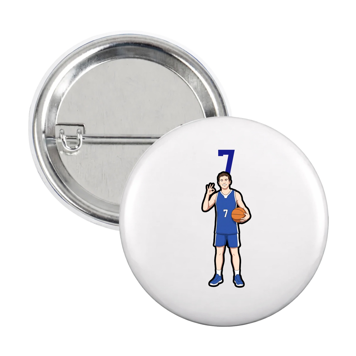 Game Day Button — Number Top in White