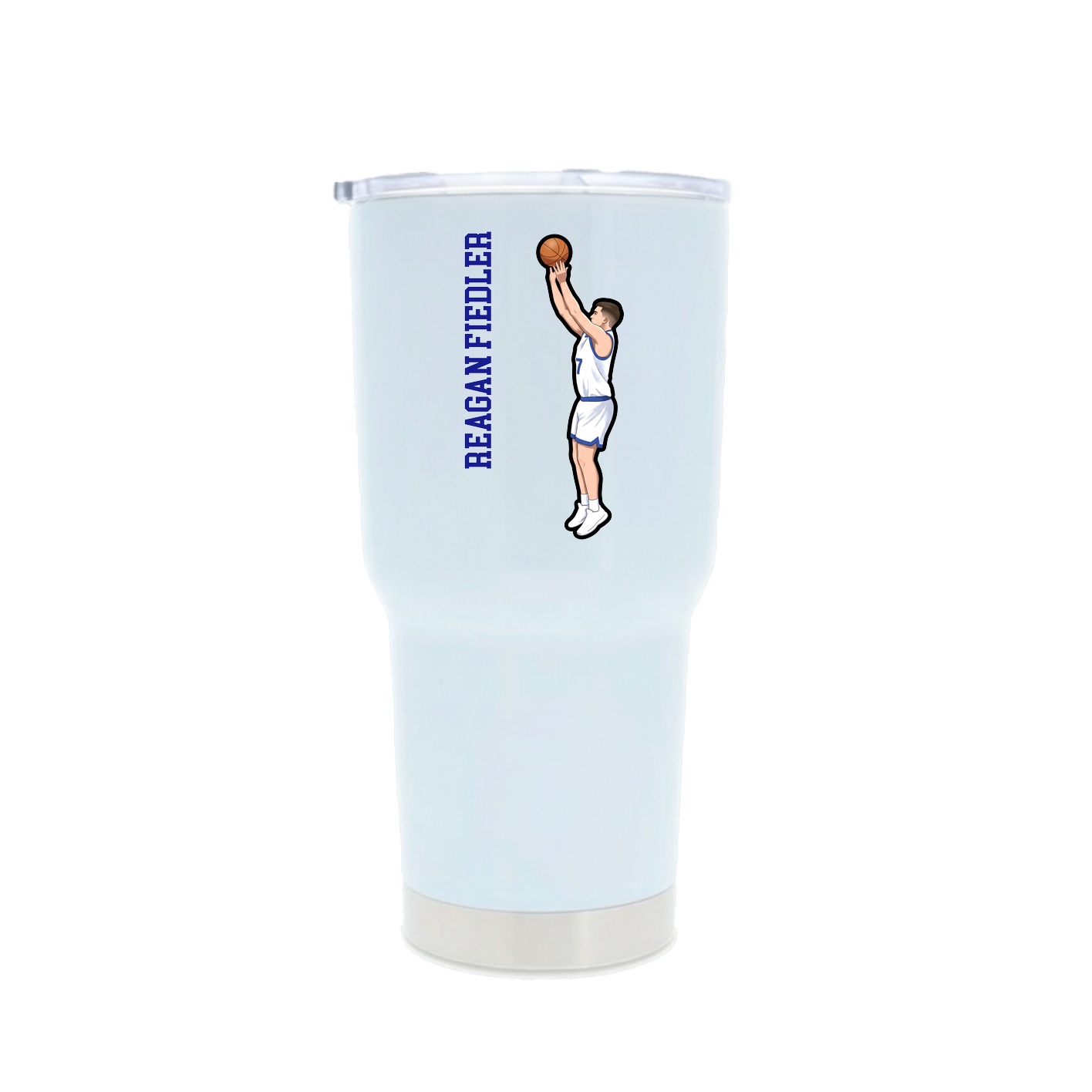 30oz Stainless Steel Tumbler — Name Vertical in White