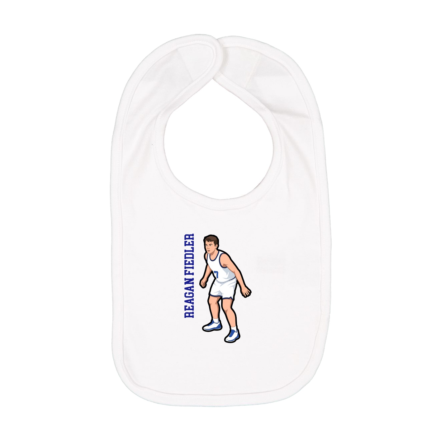 Infant Bib — Name Vertical in White