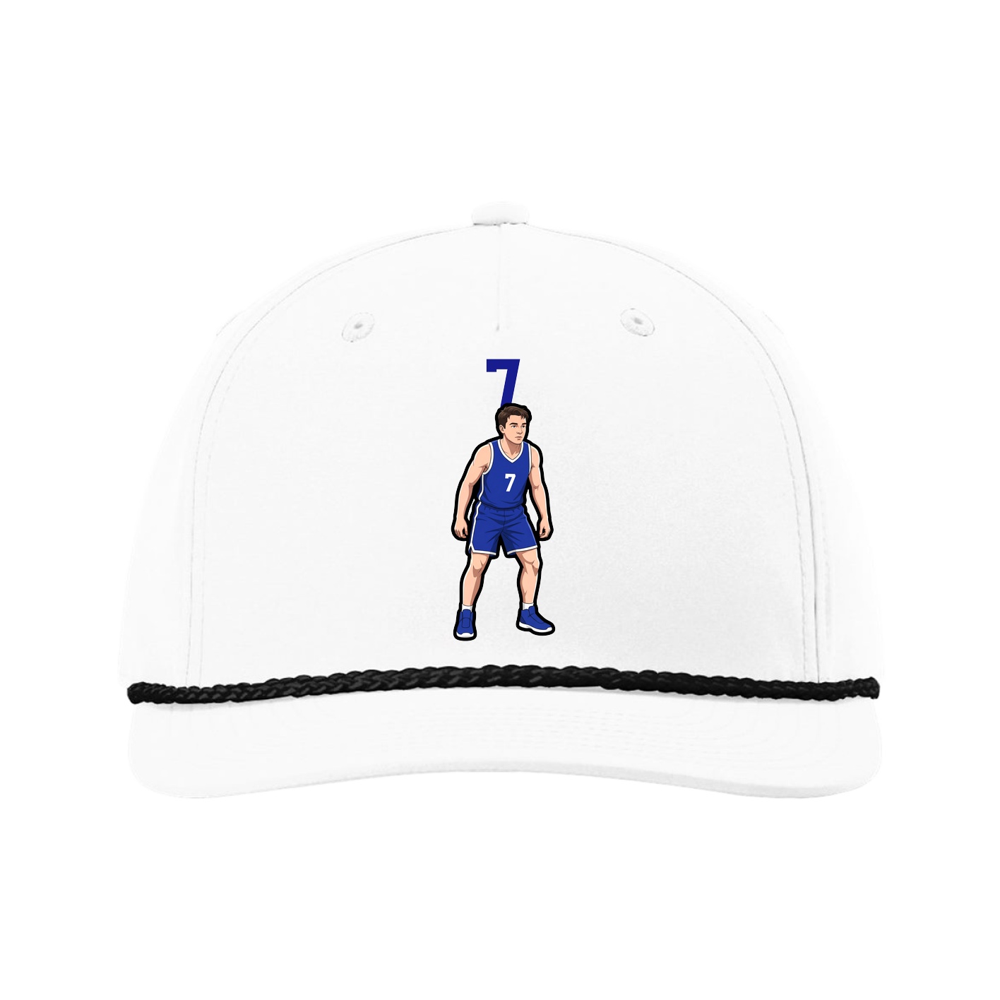 Five-Panel Classic Rope Cap — Number Top in White