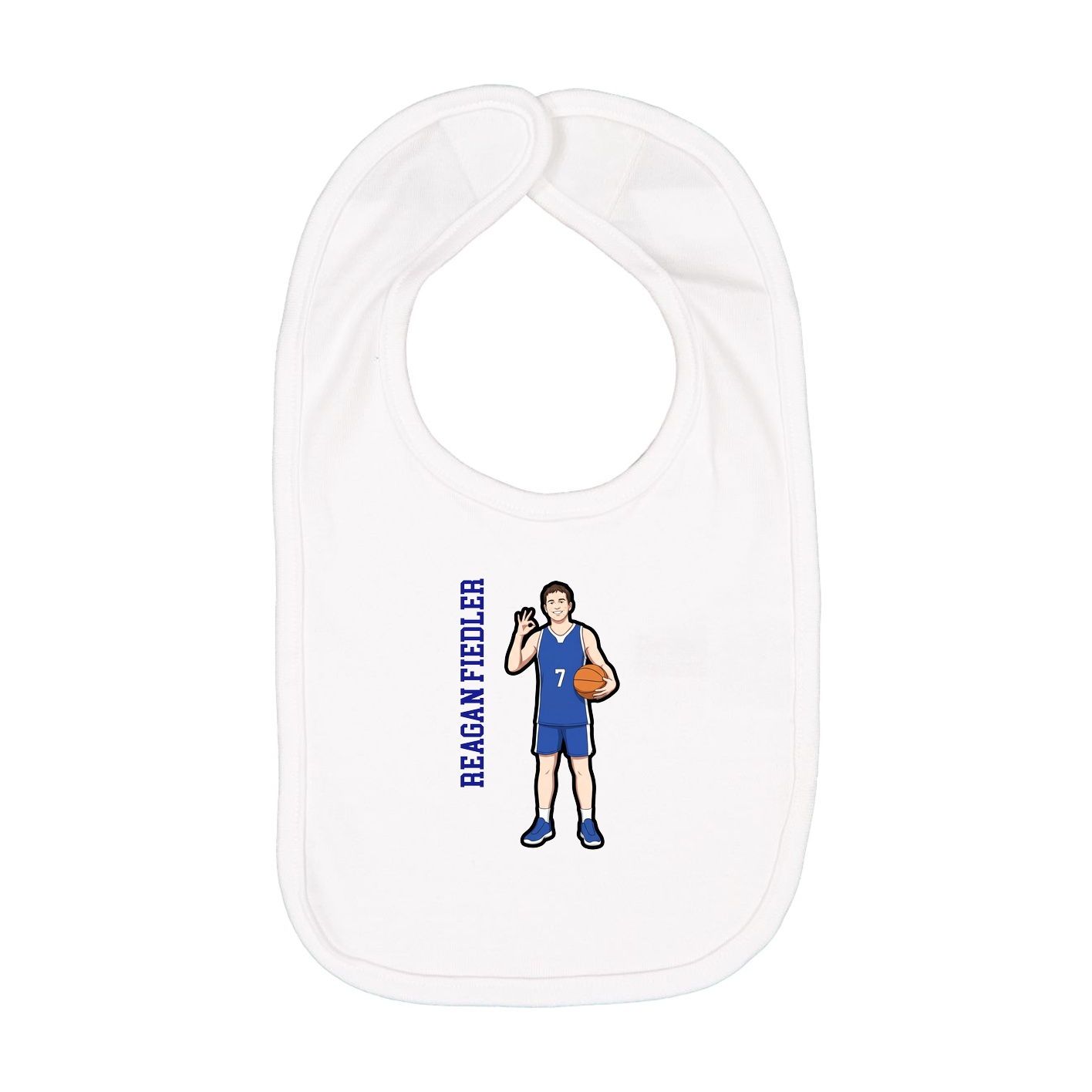 Infant Bib — Name Vertical in White