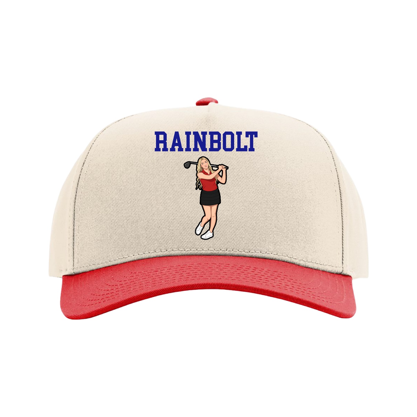 Full Fabric Five-Panel Champ Cap — Shirsey in Cream/Red