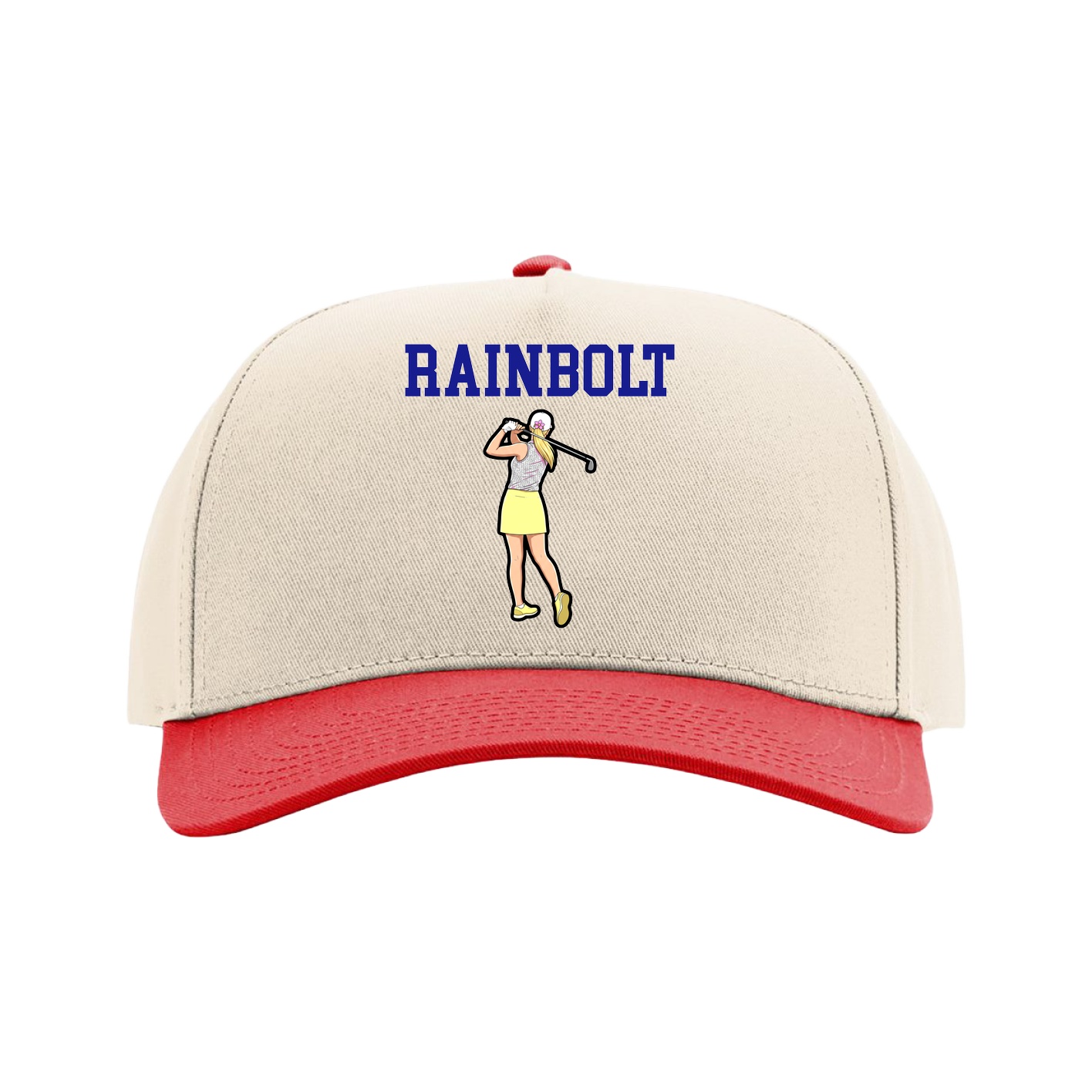 Full Fabric Five-Panel Champ Cap — Shirsey in Cream/Red