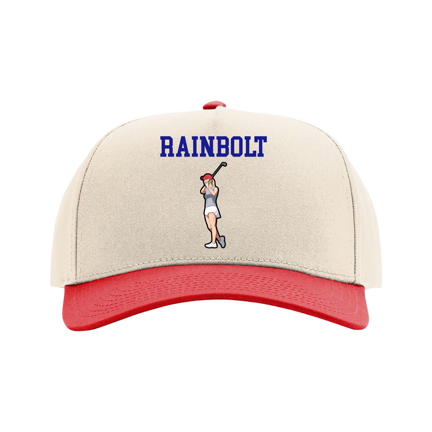 Full Fabric Five-Panel Champ Cap — Shirsey in Cream/Red