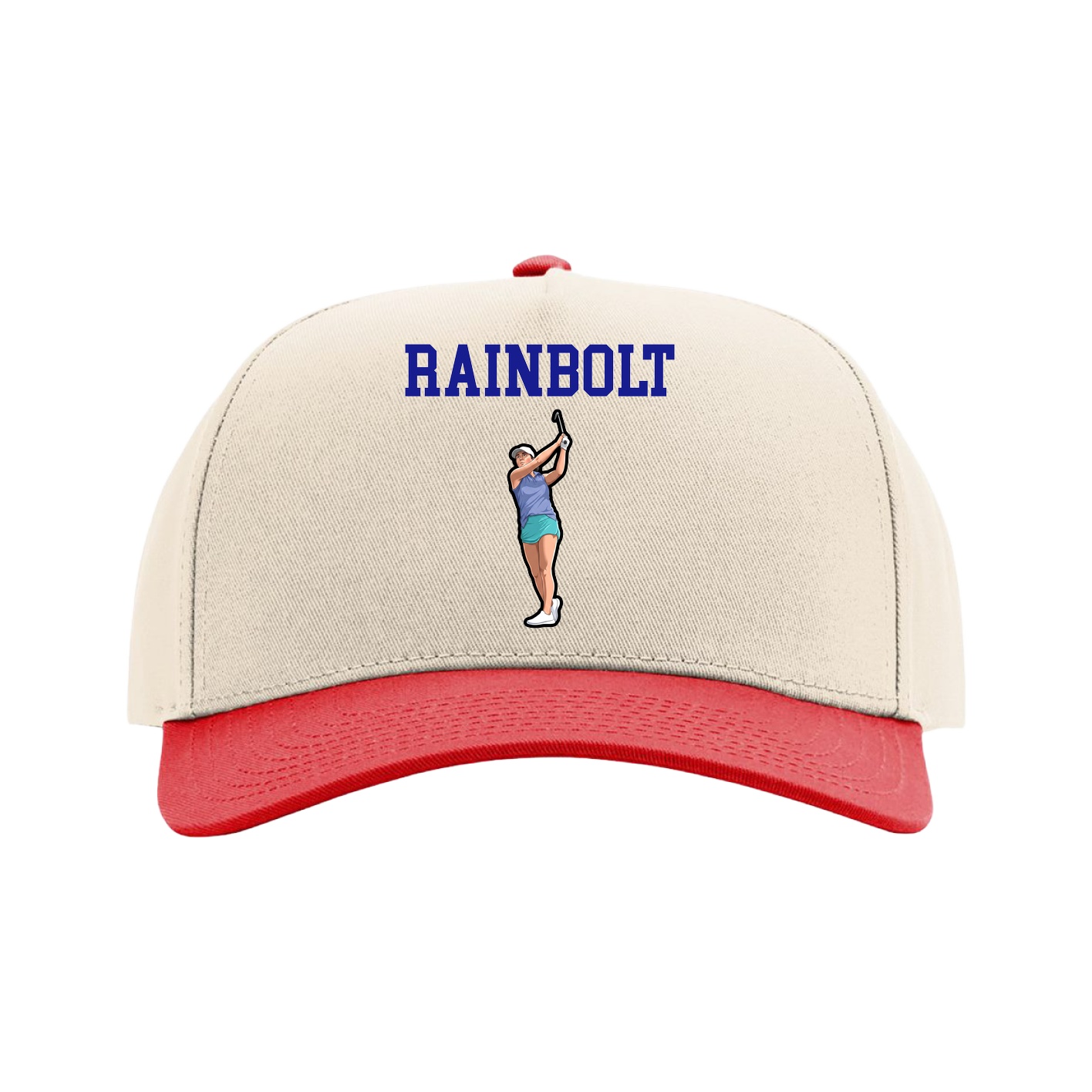 Full Fabric Five-Panel Champ Cap — Shirsey in Cream/Red
