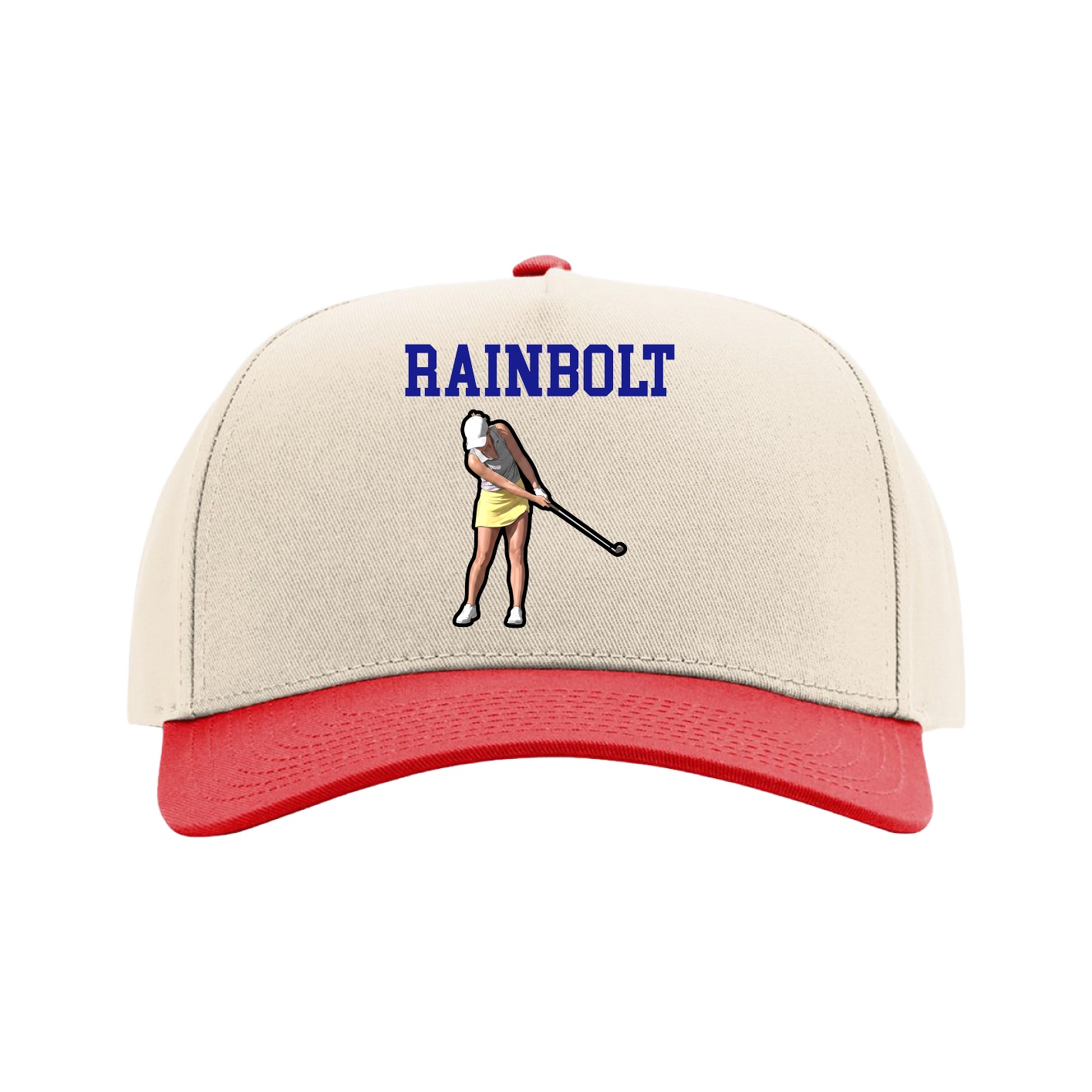 Full Fabric Five-Panel Champ Cap — Shirsey in Cream/Red