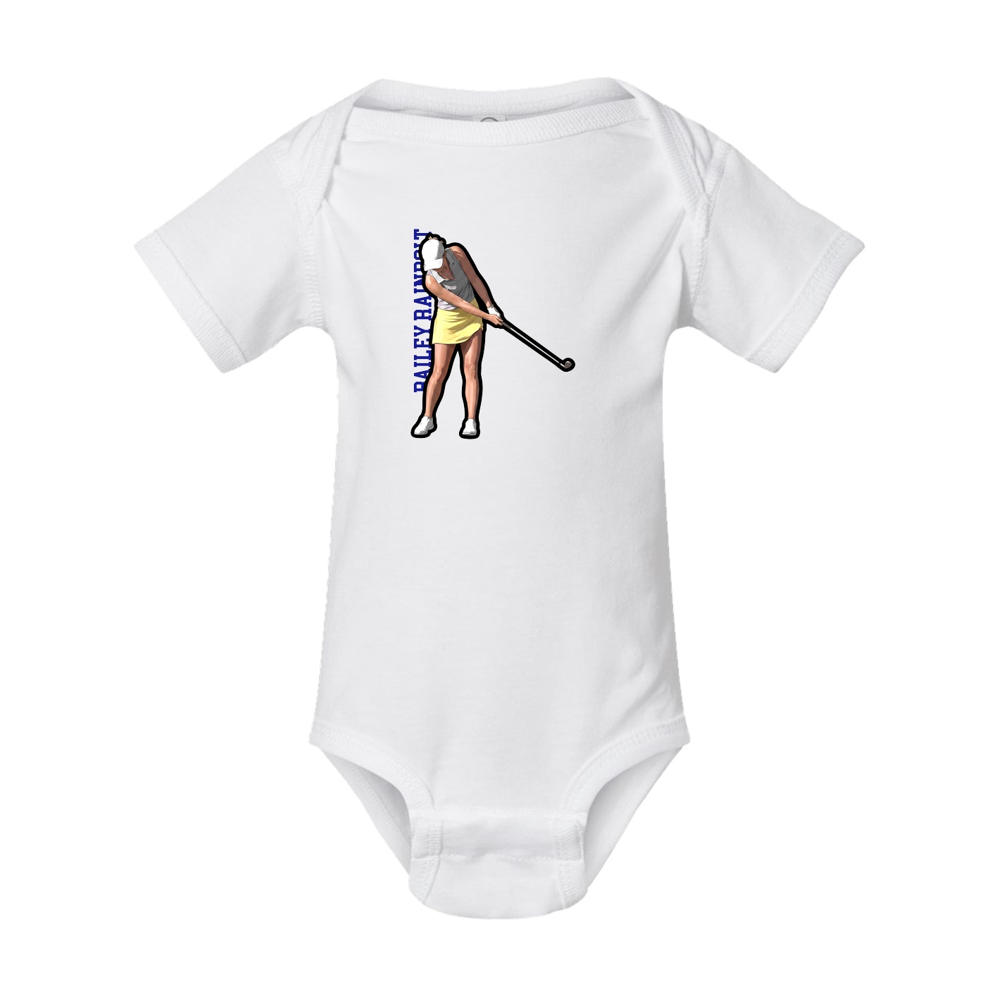 Baby Onesie — Name Vertical in White