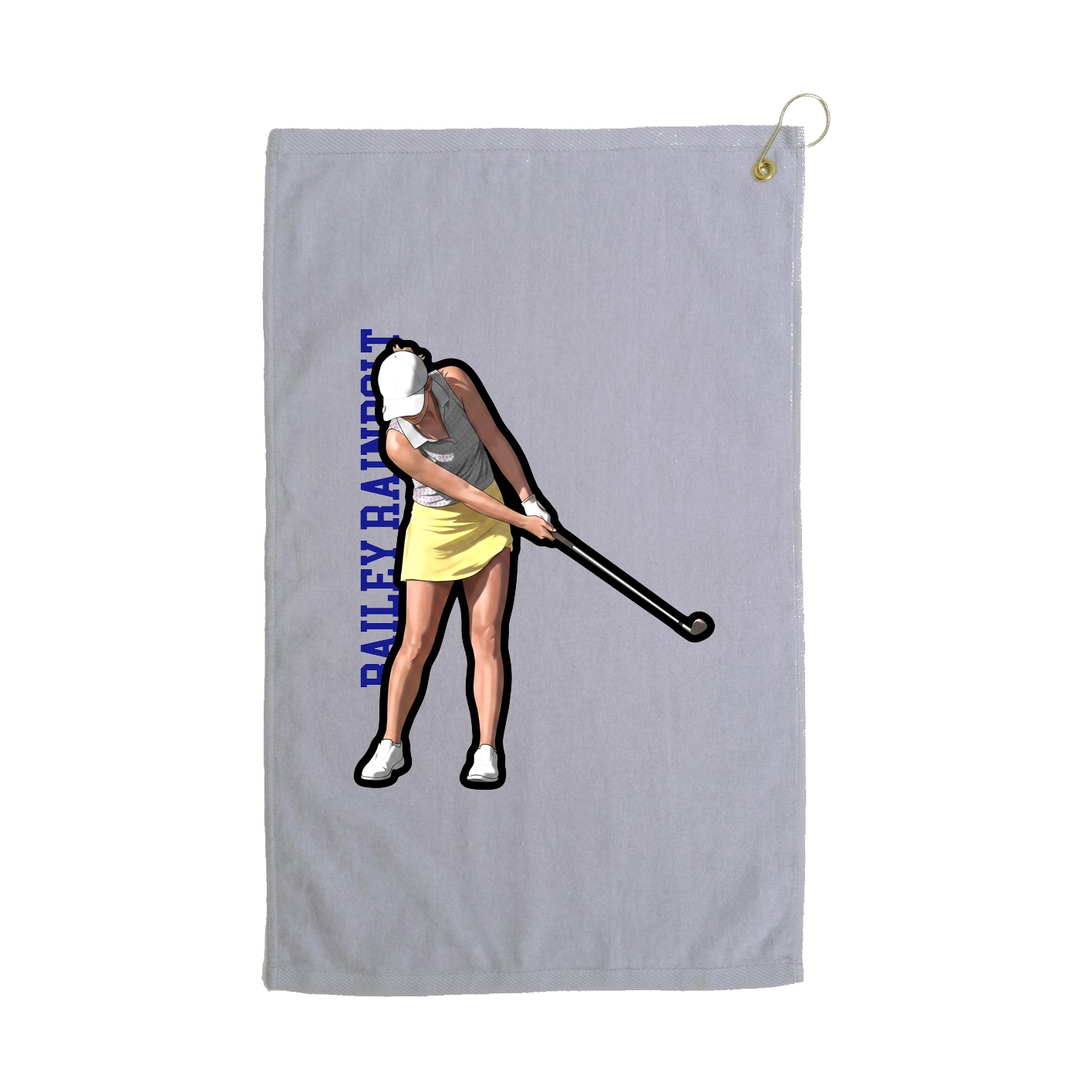 Golf Towel — Name Vertical in Grey