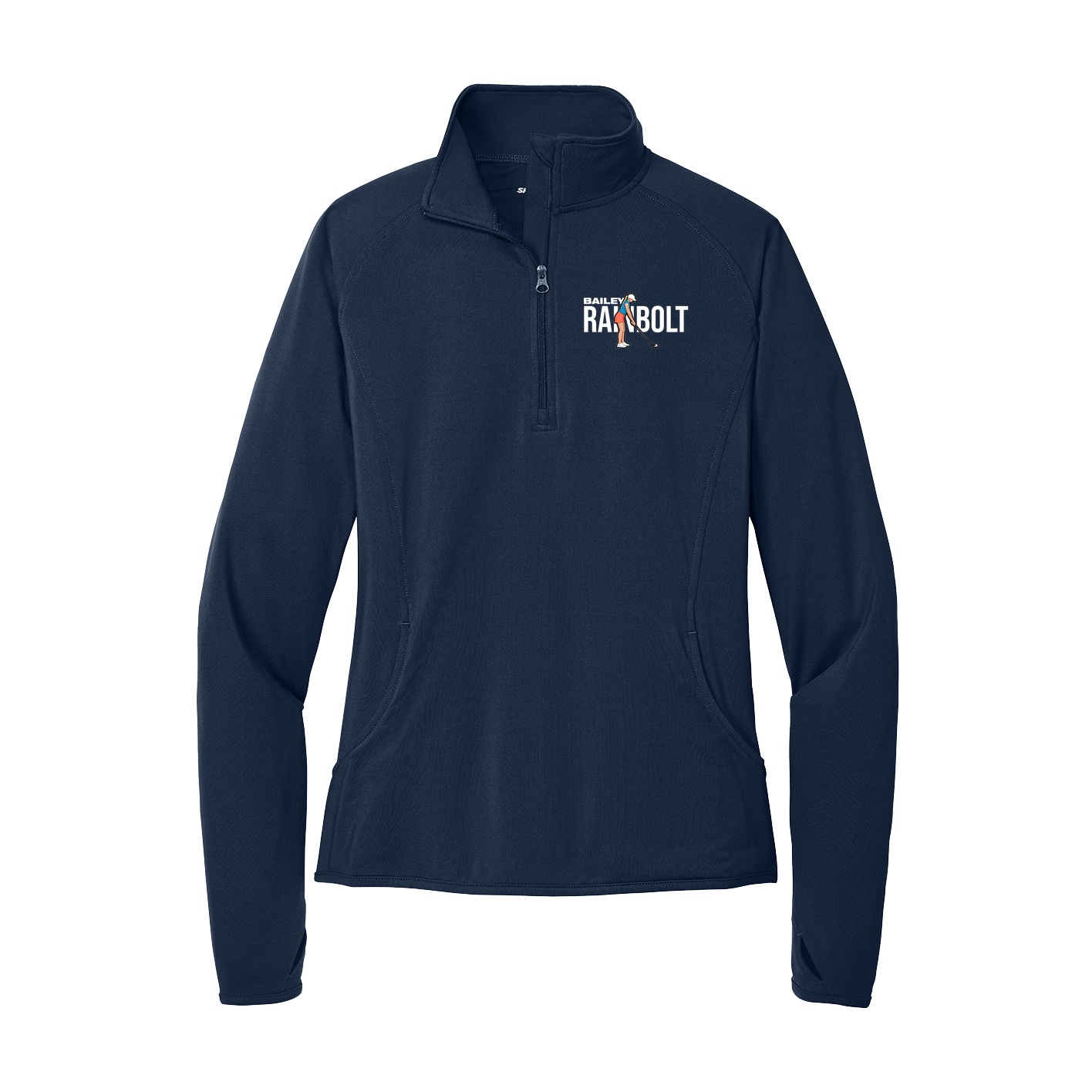 Women's Q-Zip Pullover — Player Name in Navy