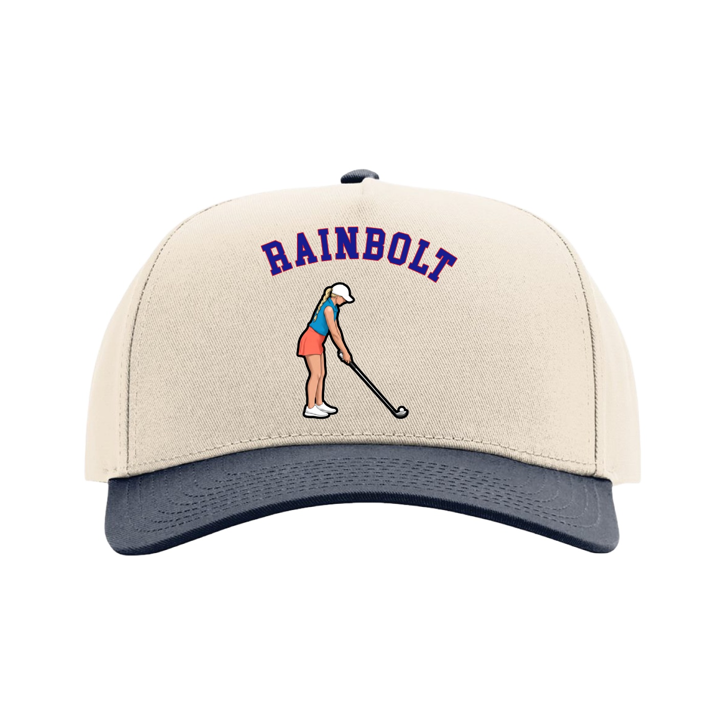 Full Fabric Five-Panel Champ Cap — Shirsey Arch in Cream/Navy