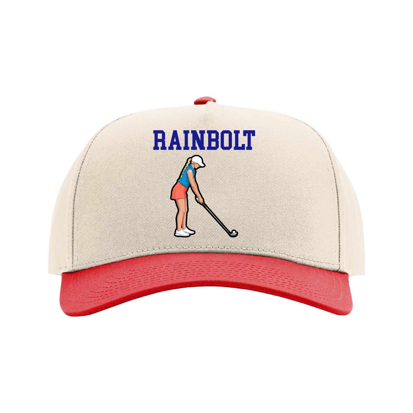 Full Fabric Five-Panel Champ Cap — Shirsey in Cream/Red