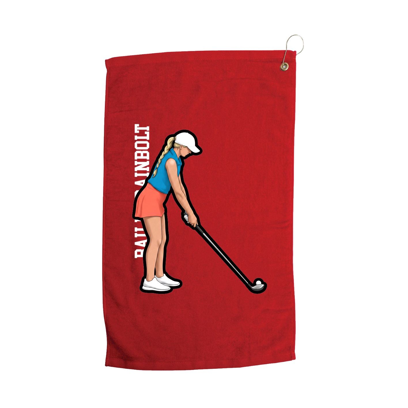 Golf Towel — Name Vertical in Red