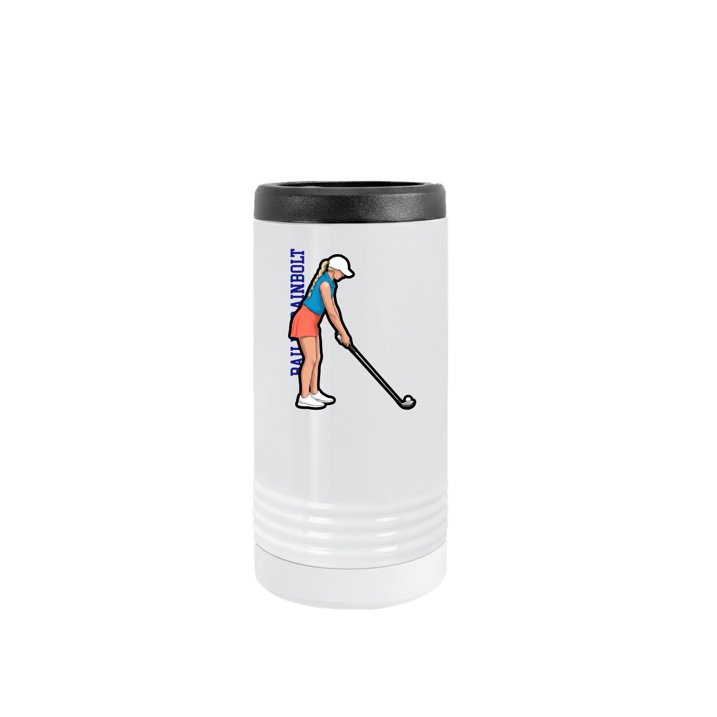 Slim Beverage Holder — Name Vertical in White