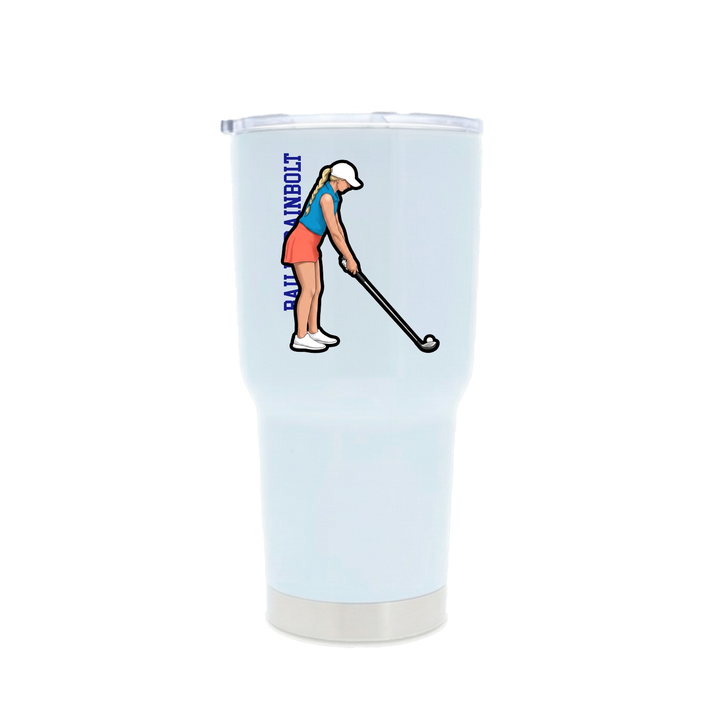 30oz Stainless Steel Tumbler — Name Vertical in White