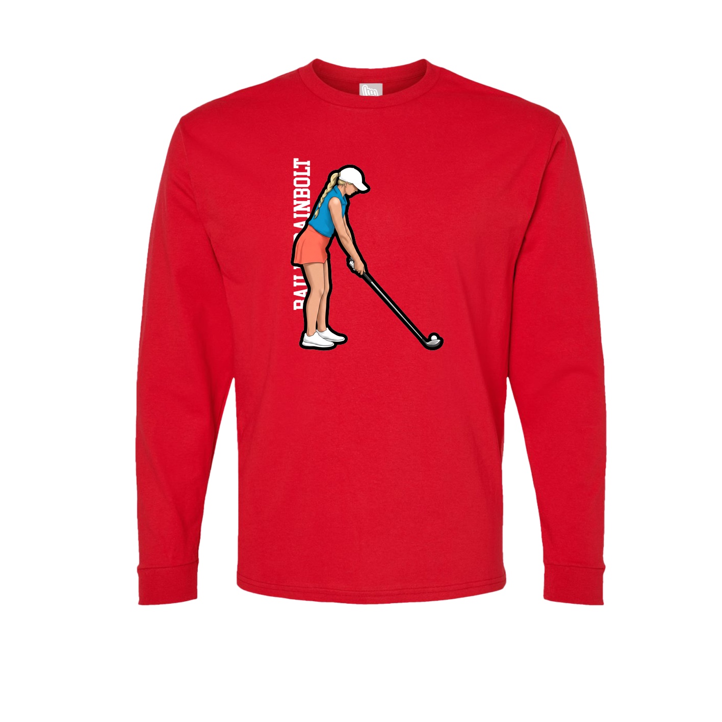 Long Sleeve Tee — Name Vertical in Red