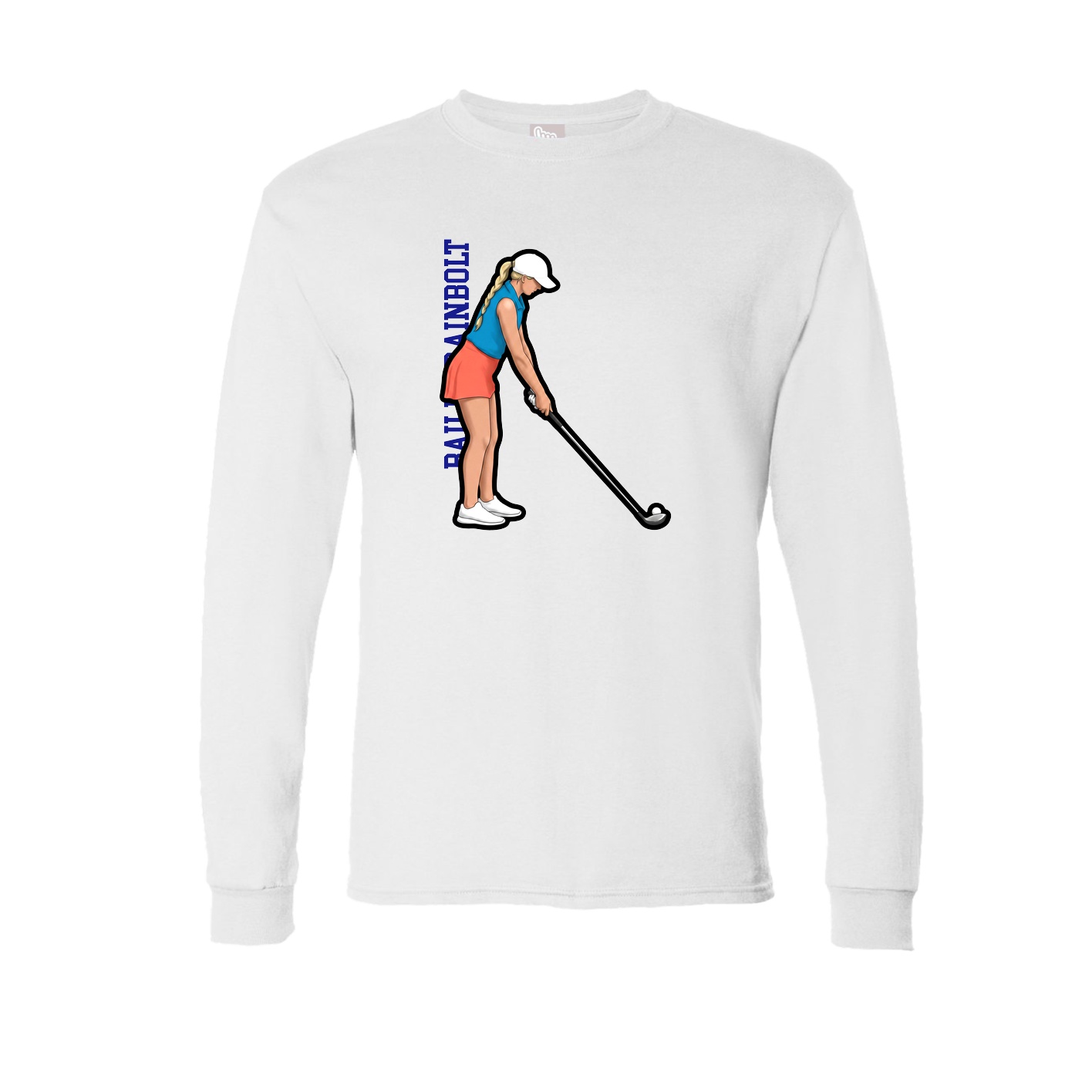 Long Sleeve Tee — Name Vertical in White
