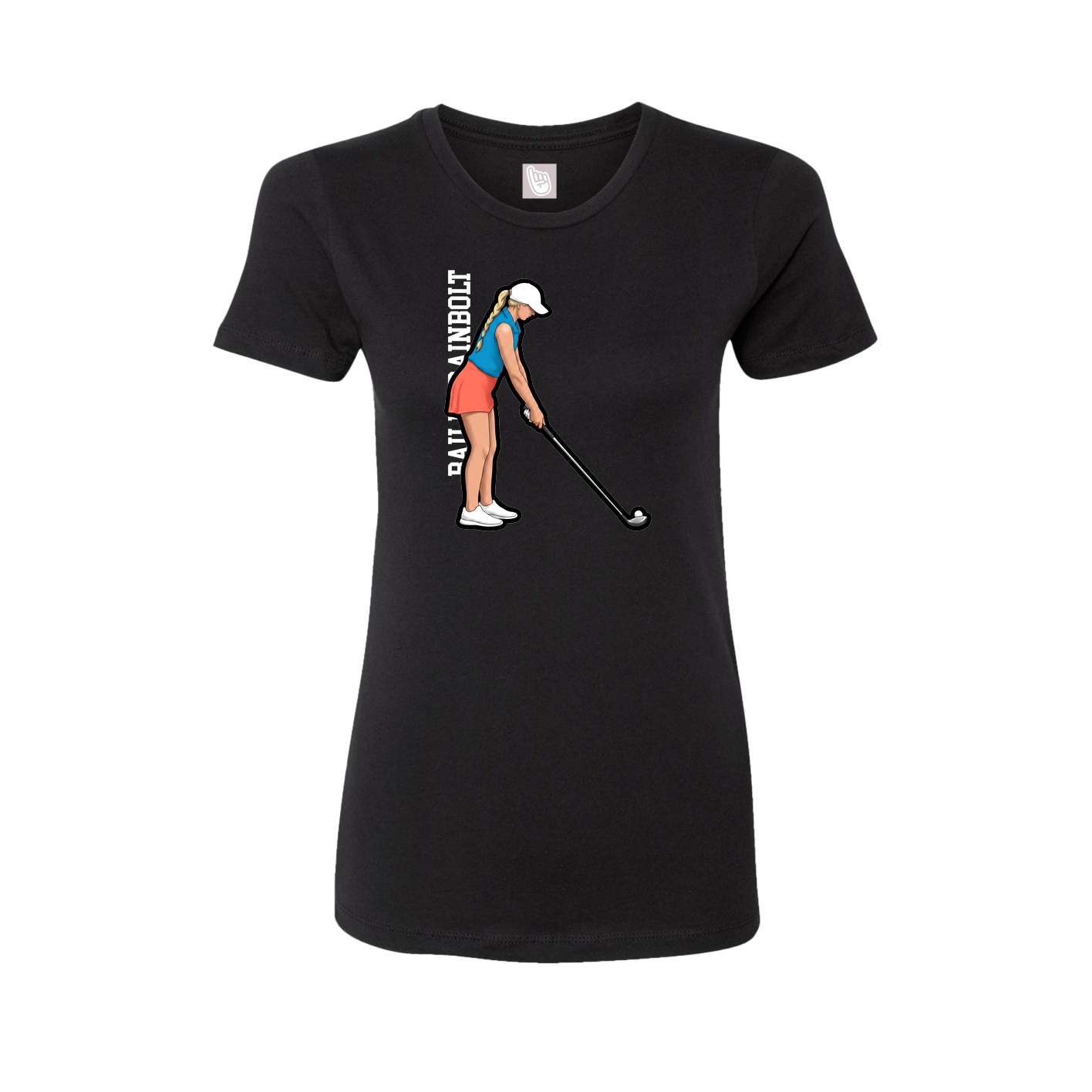 Womens Tee — Name Vertical in Black