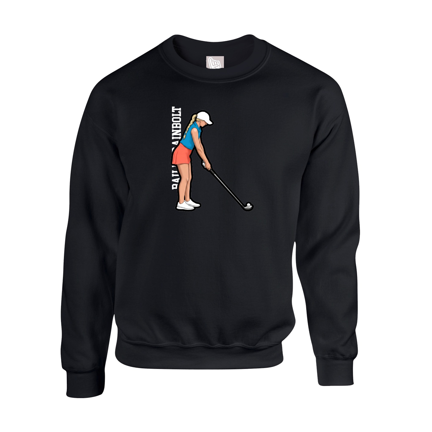 Fleece Crew — Name Vertical in Black