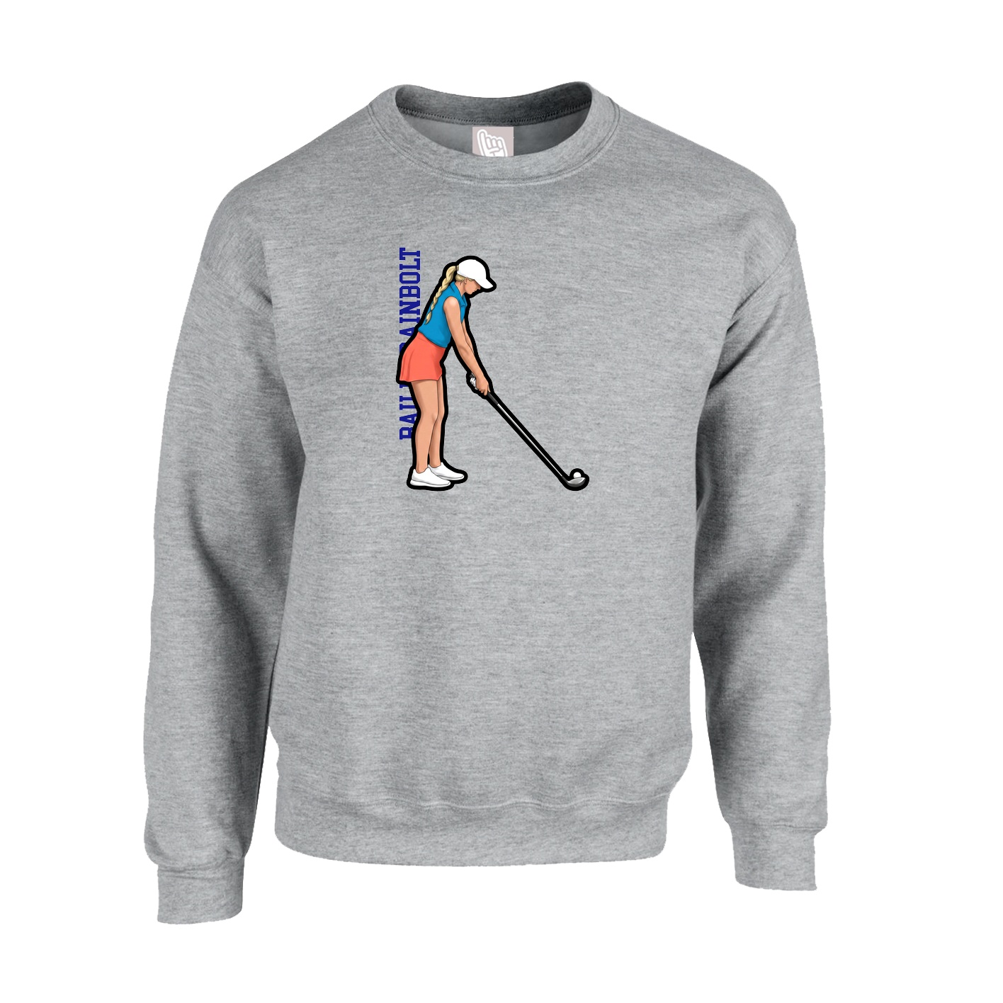 Fleece Crew — Name Vertical in Grey