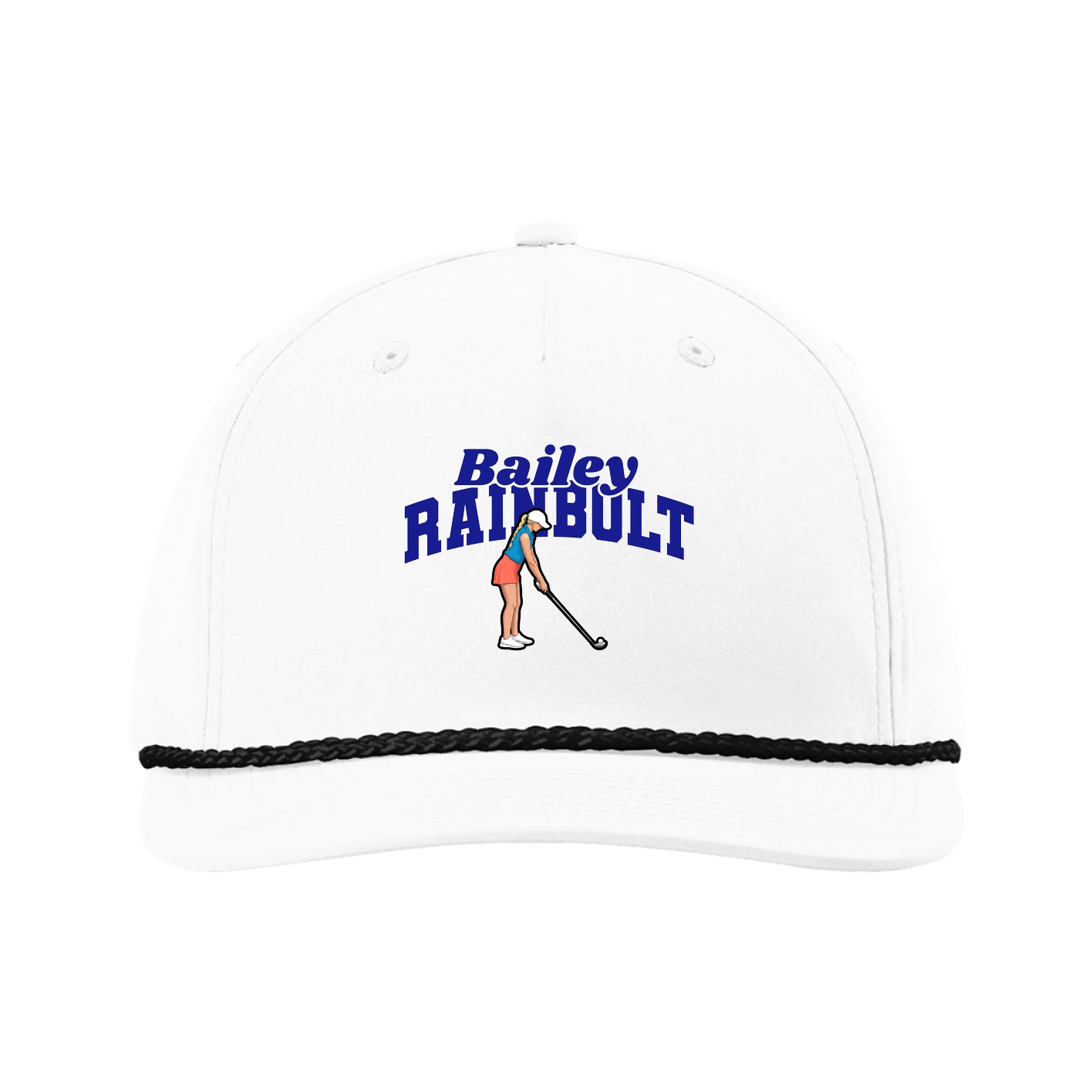 Five-Panel Classic Rope Cap — Signature Arch in White