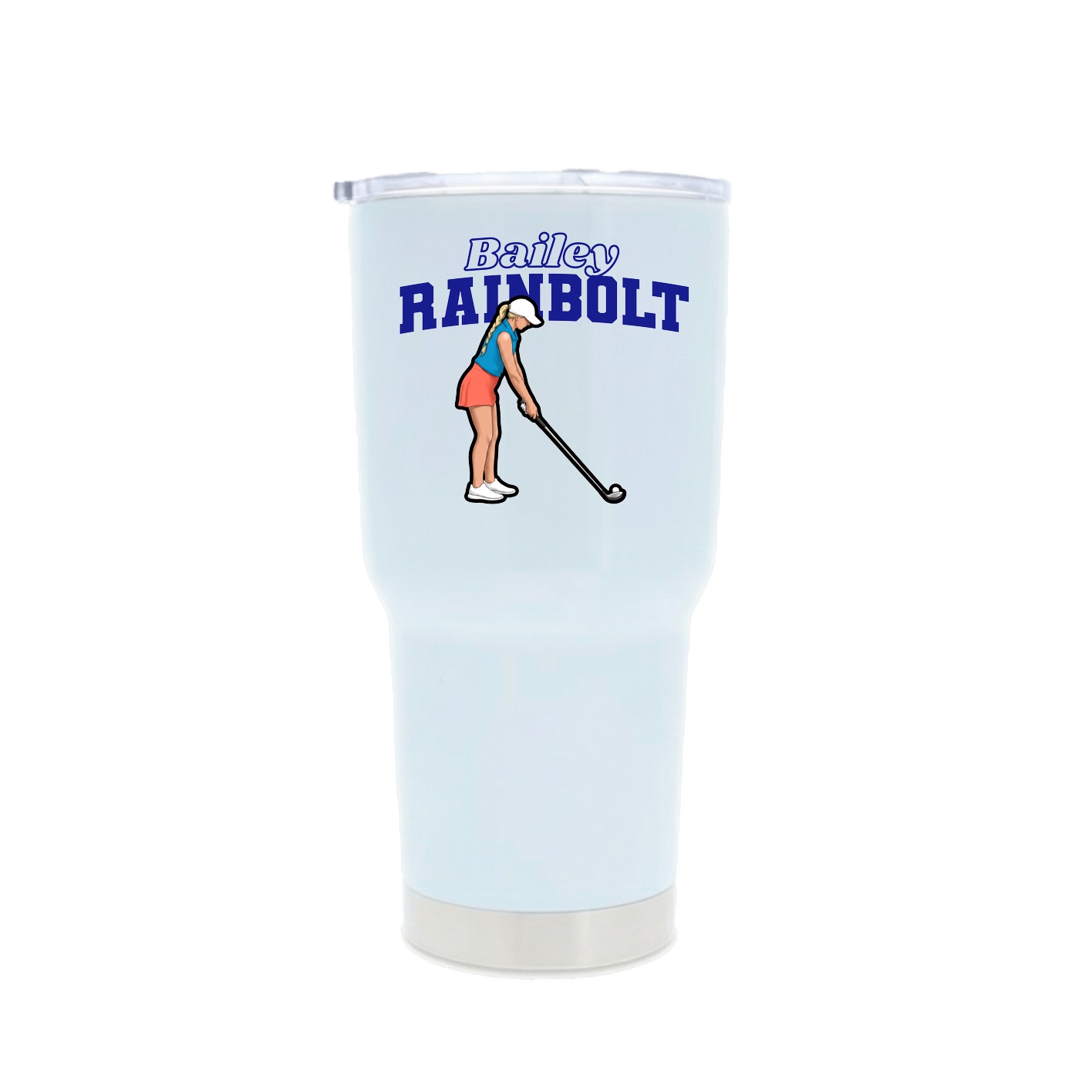 30oz Stainless Steel Tumbler — Name Arch in White
