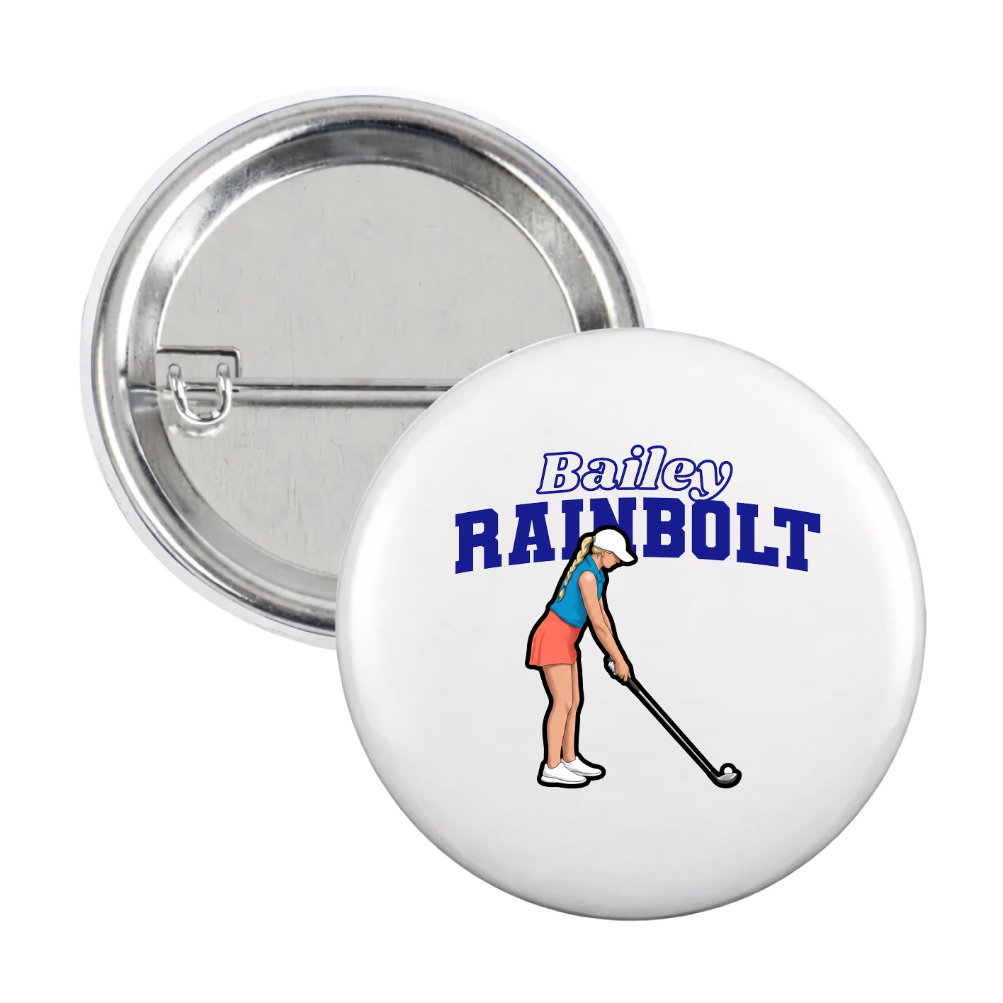 Game Day Button — Name Arch in White