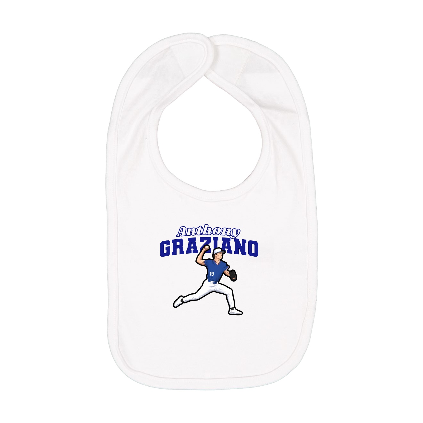 Infant Bib — Name Arch in White