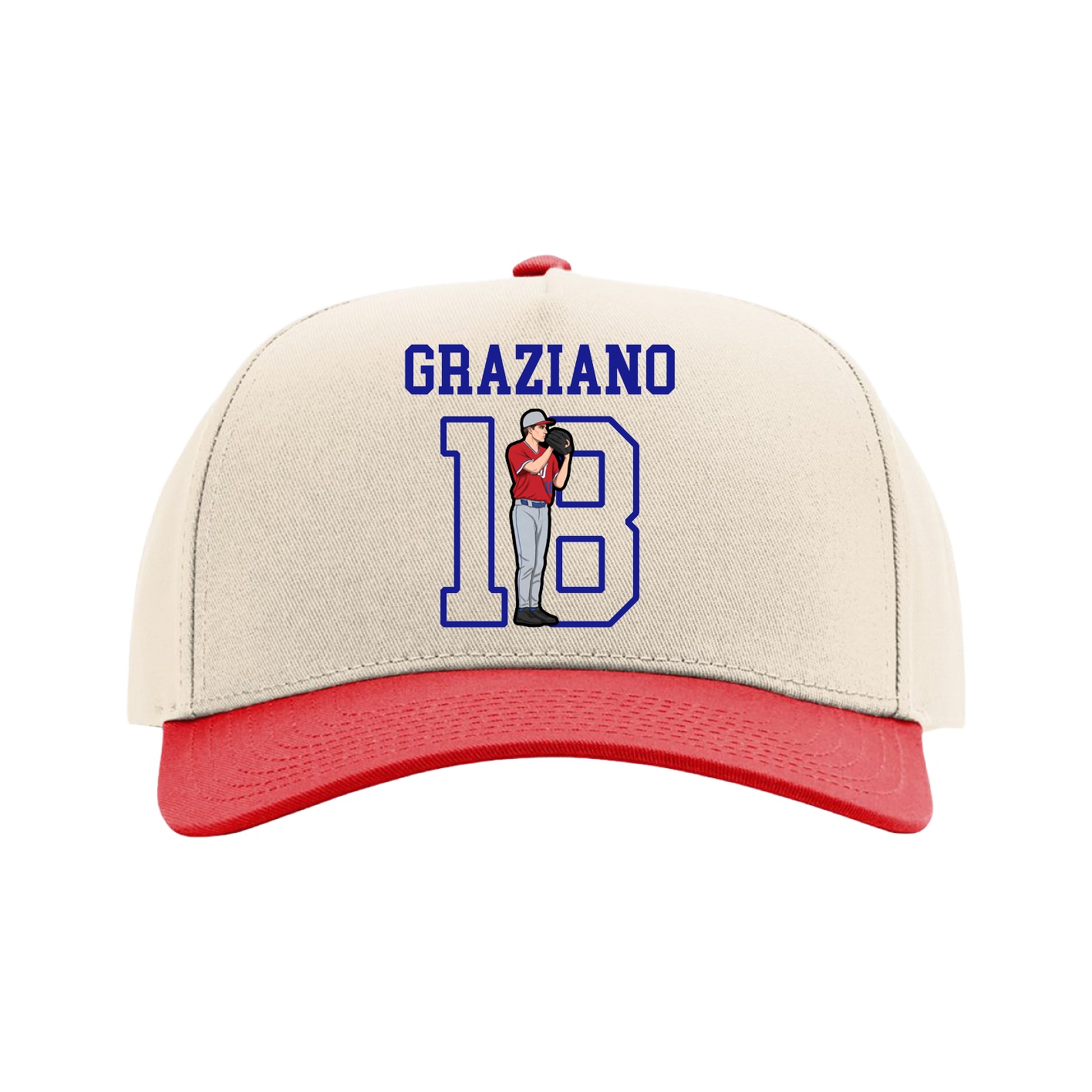 Full Fabric Five-Panel Champ Cap — Shirsey in Cream/Red