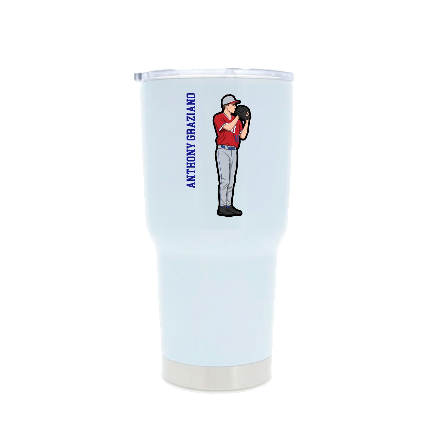 30oz Stainless Steel Tumbler — Name Vertical in White