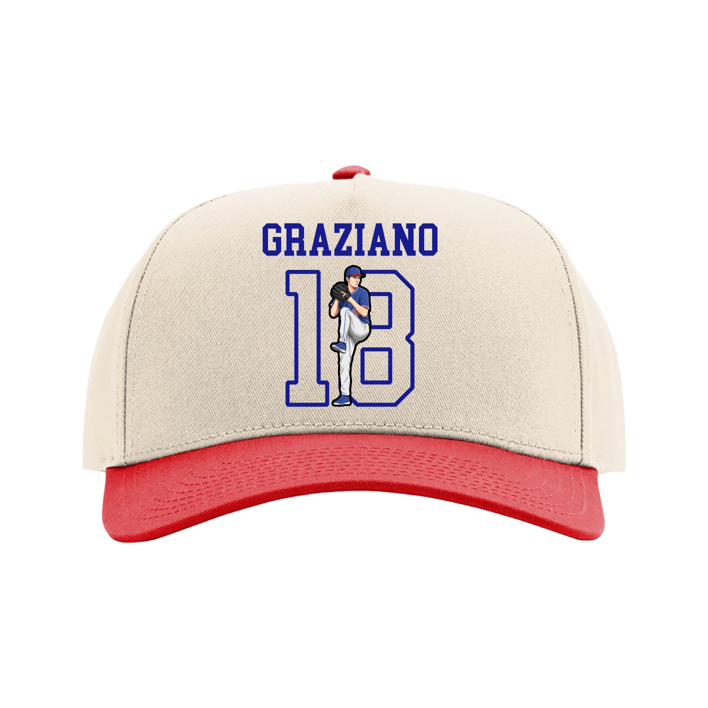 Full Fabric Five-Panel Champ Cap — Shirsey in Cream/Red