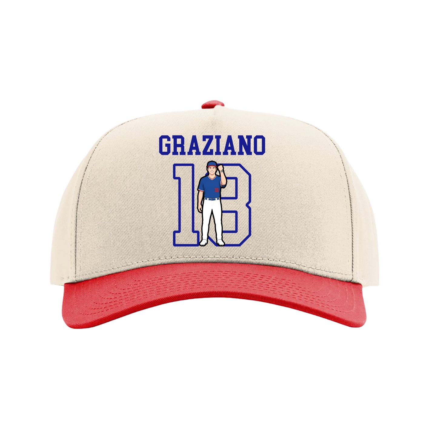 Full Fabric Five-Panel Champ Cap — Shirsey in Cream/Red