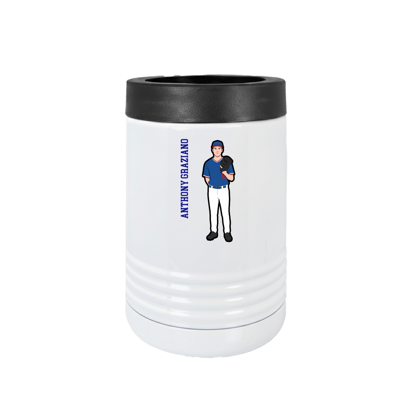 Beverage Holder — Name Vertical in White