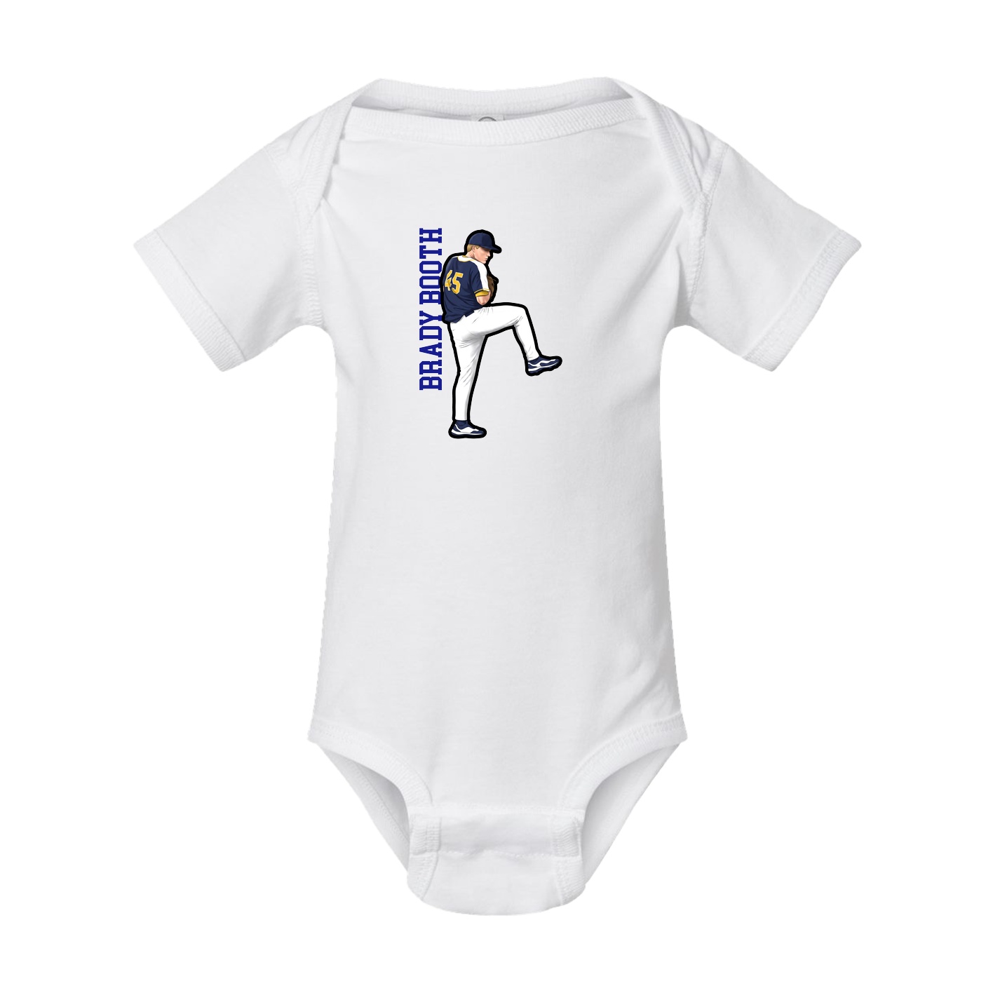 Baby Onesie — Name Vertical in White