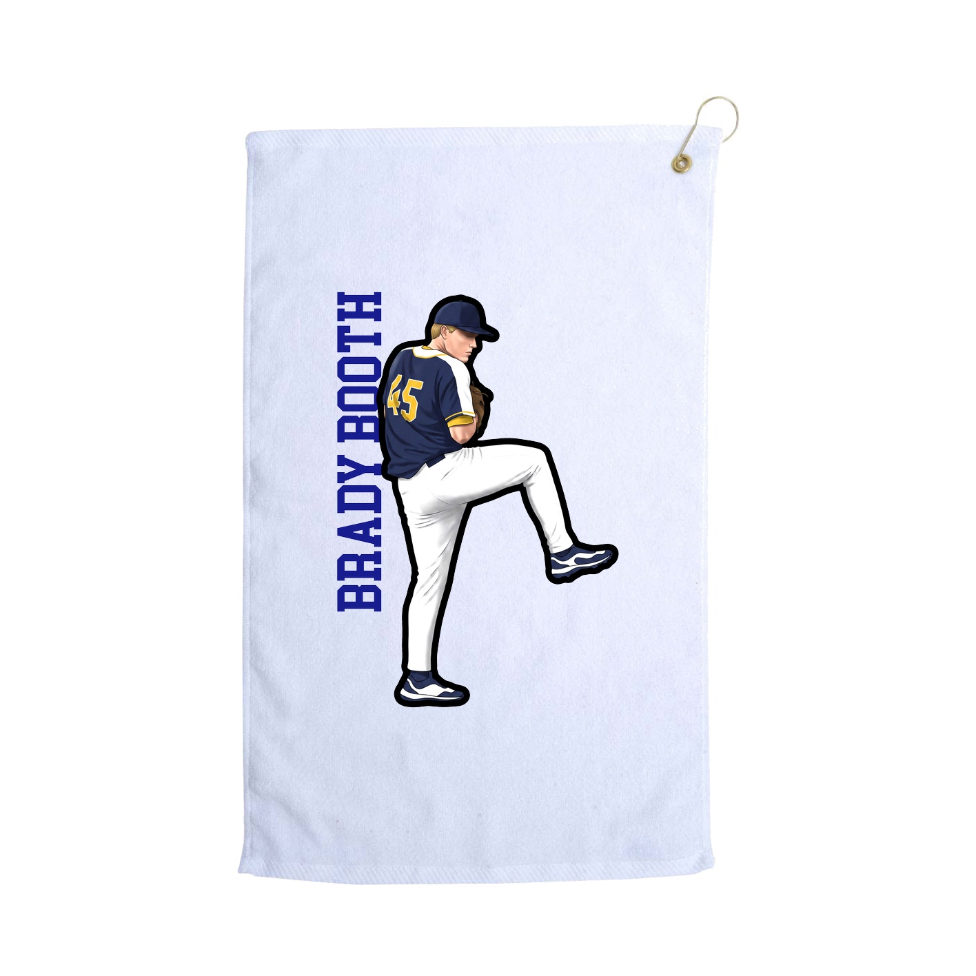 Golf Towel — Name Vertical in White