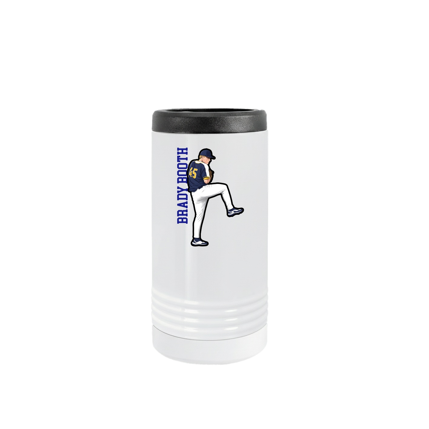 Slim Beverage Holder — Name Vertical in White