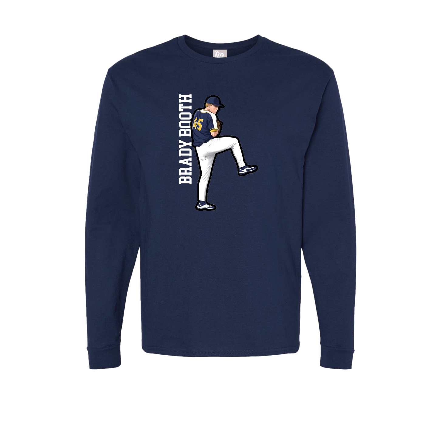 Long Sleeve Tee — Name Vertical in Navy
