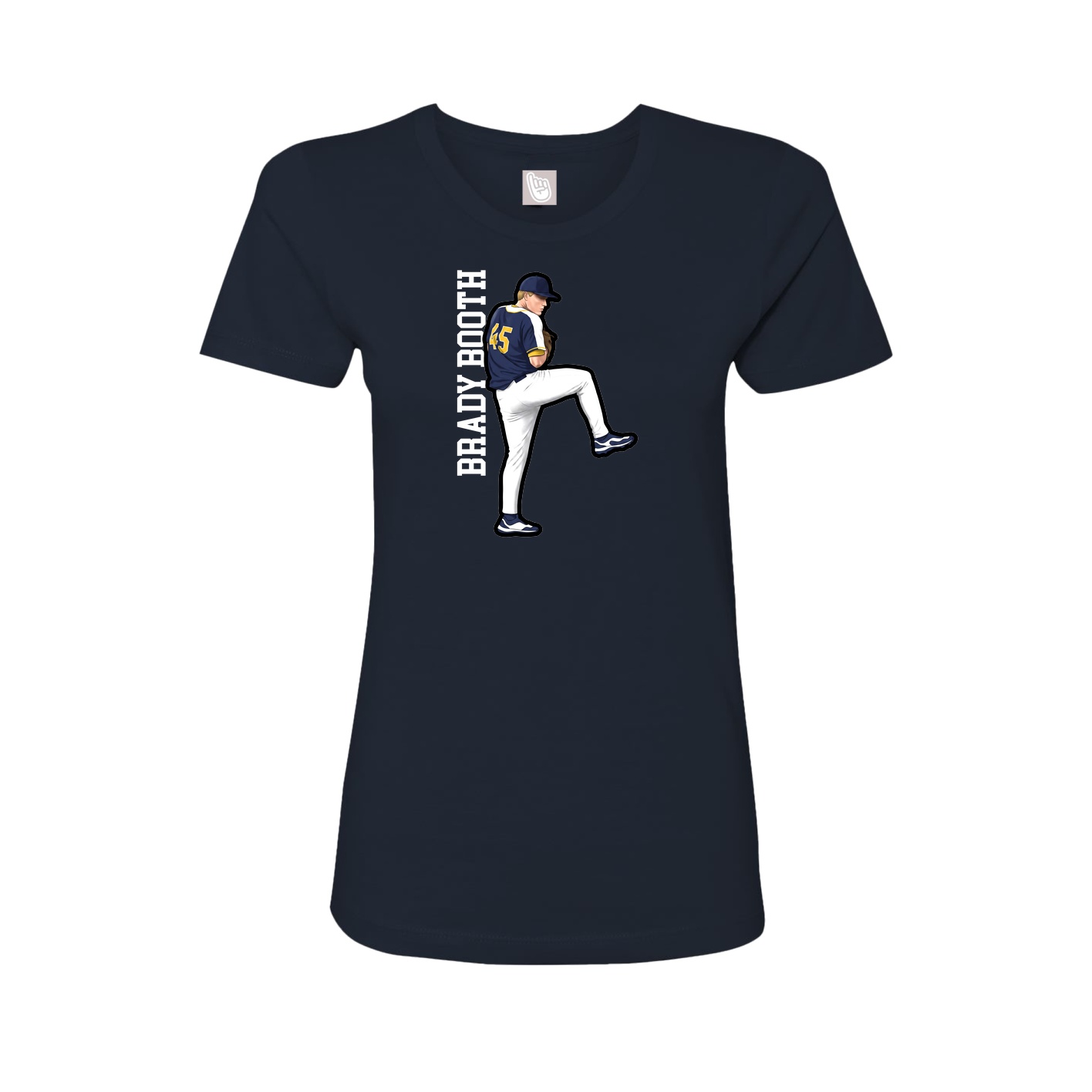 Fitted Women's Tee — Name Vertical in Navy