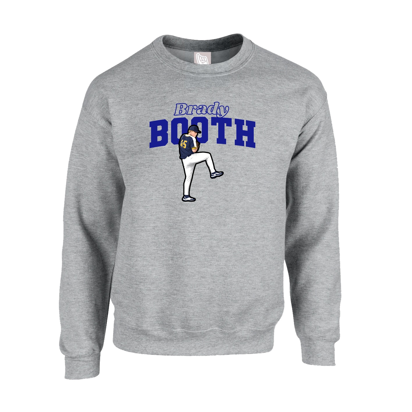 Fleece Crew — Name Arch in Grey