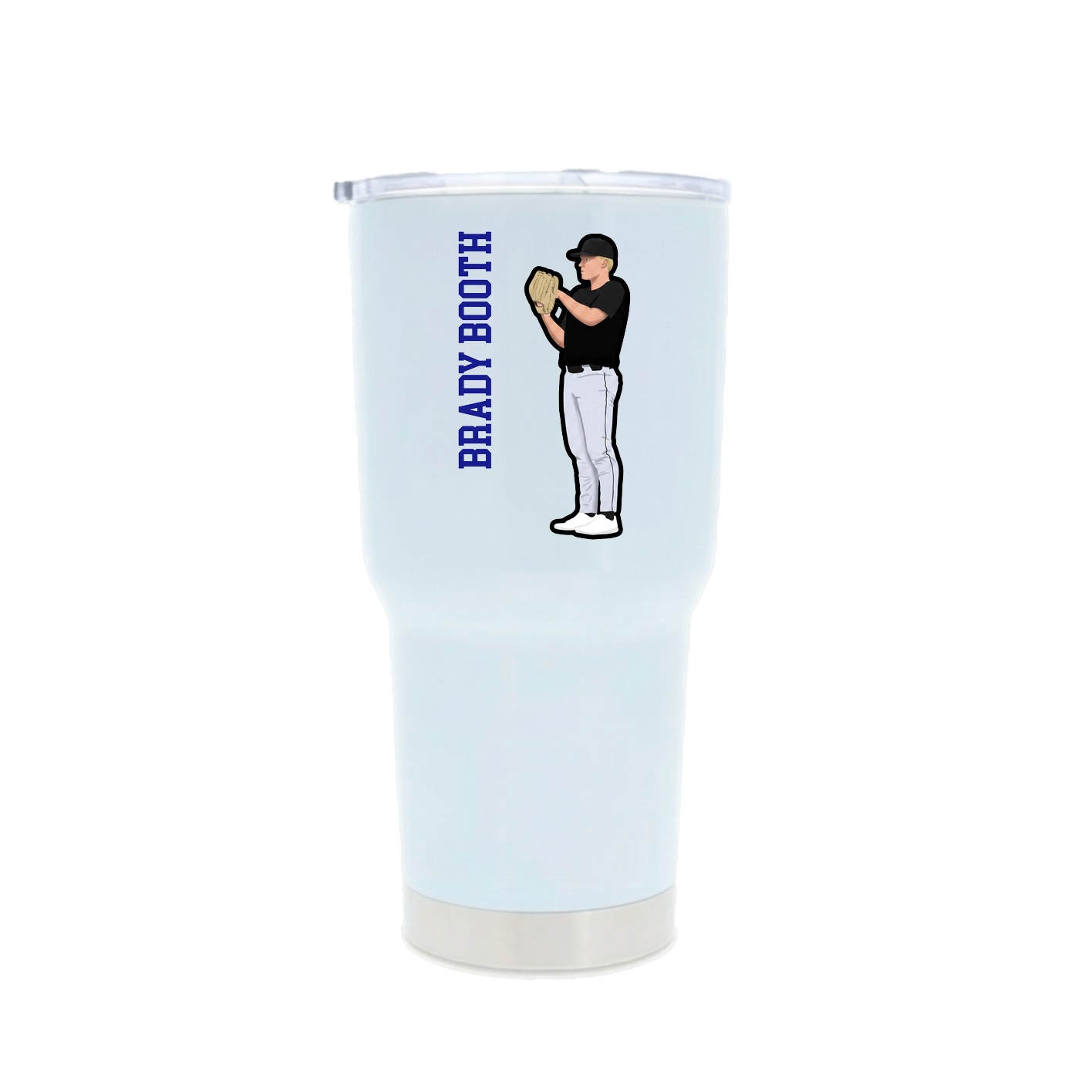 30oz Stainless Steel Tumbler — Name Vertical in White