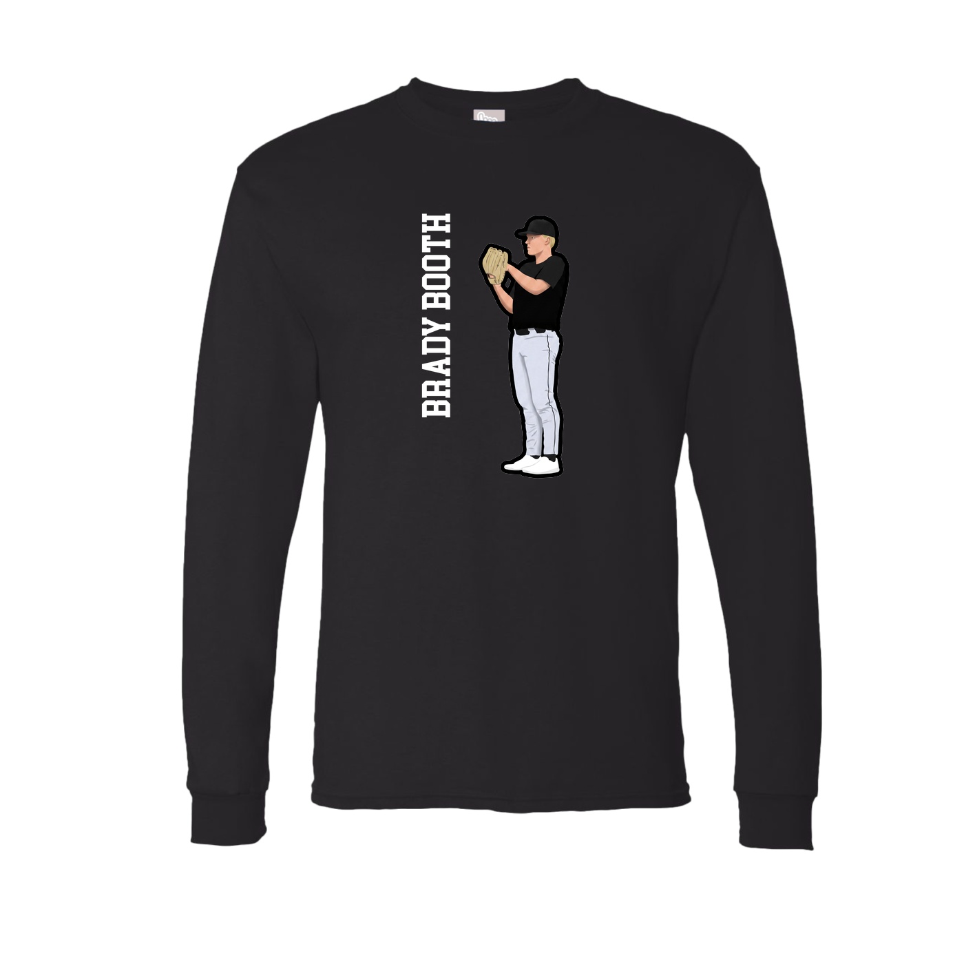 Long Sleeve Tee — Name Vertical in Black