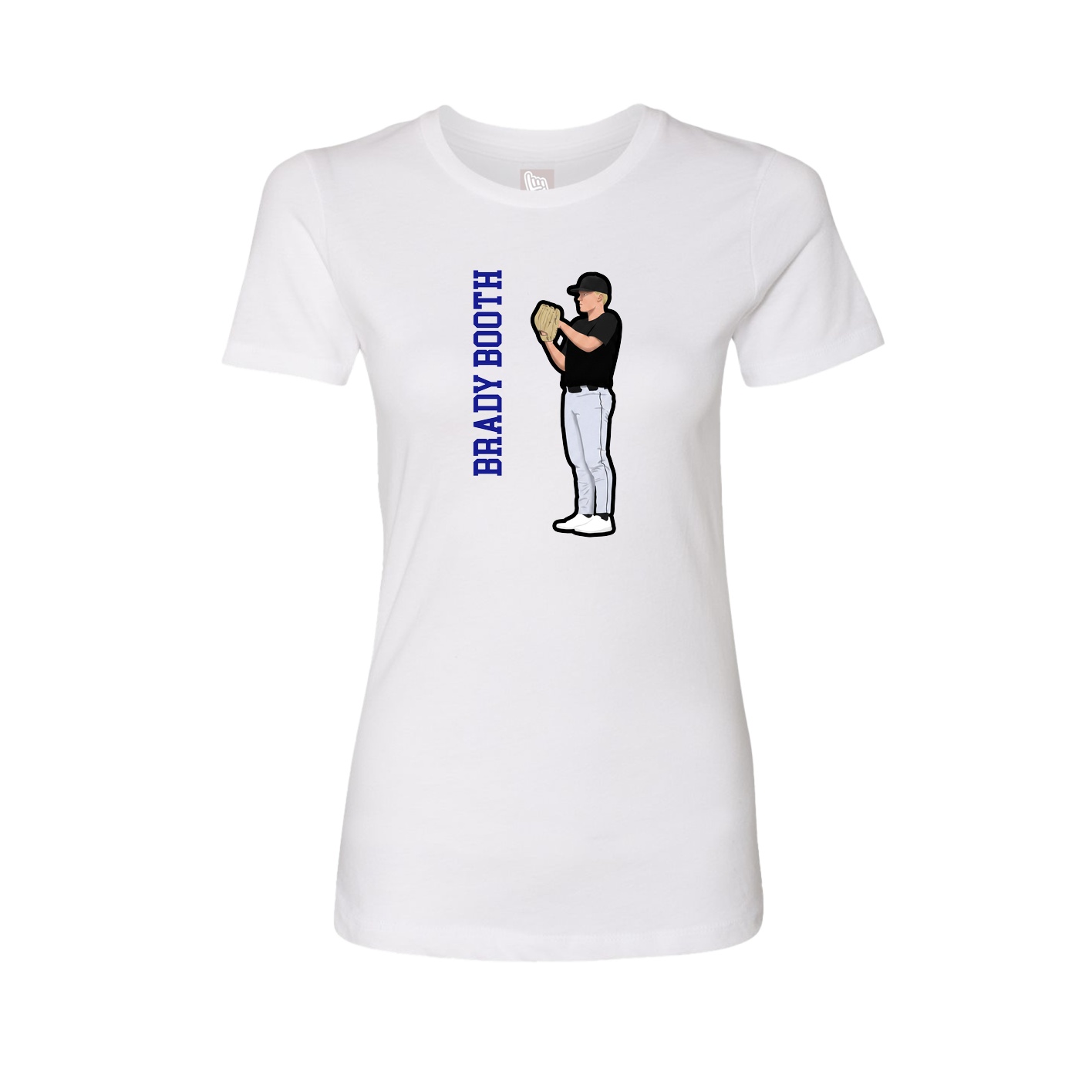 Fitted Women's Tee — Name Vertical in White
