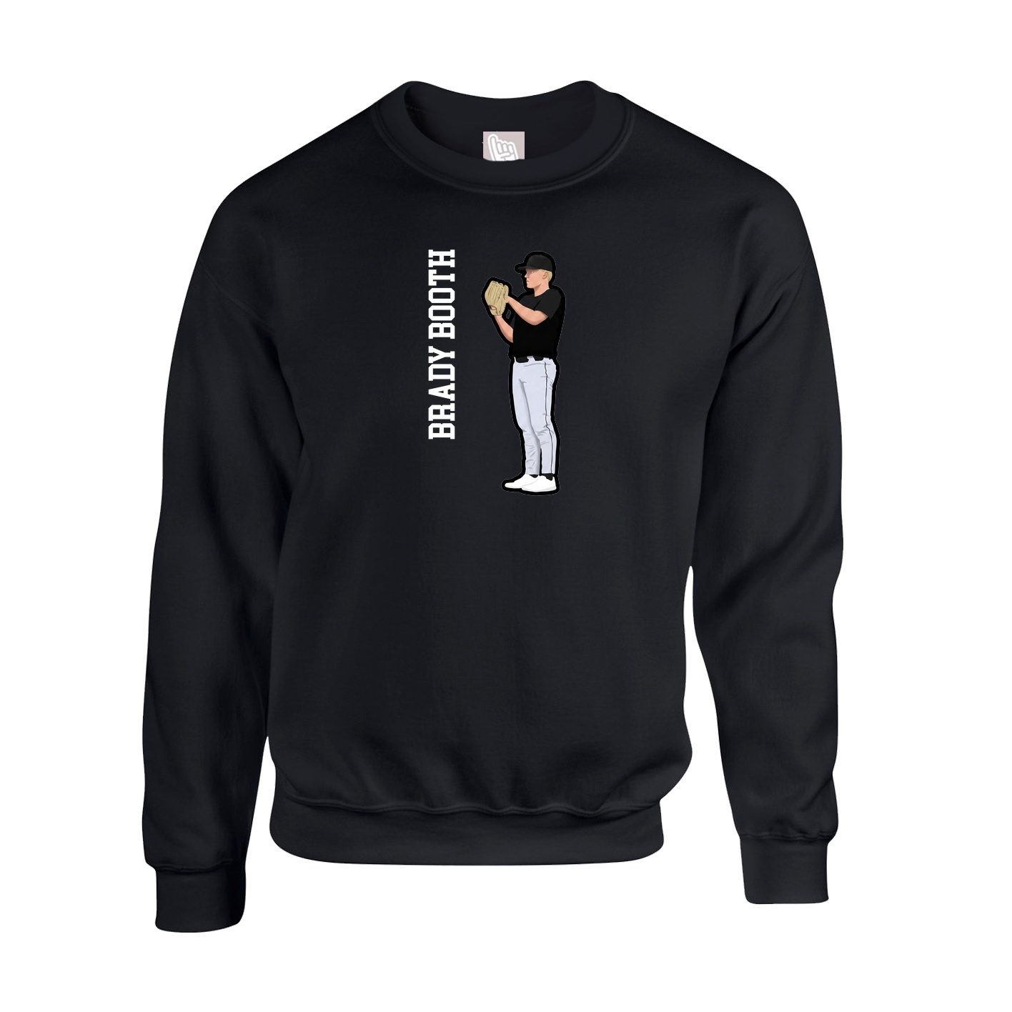 Fleece Crew — Name Vertical in Black