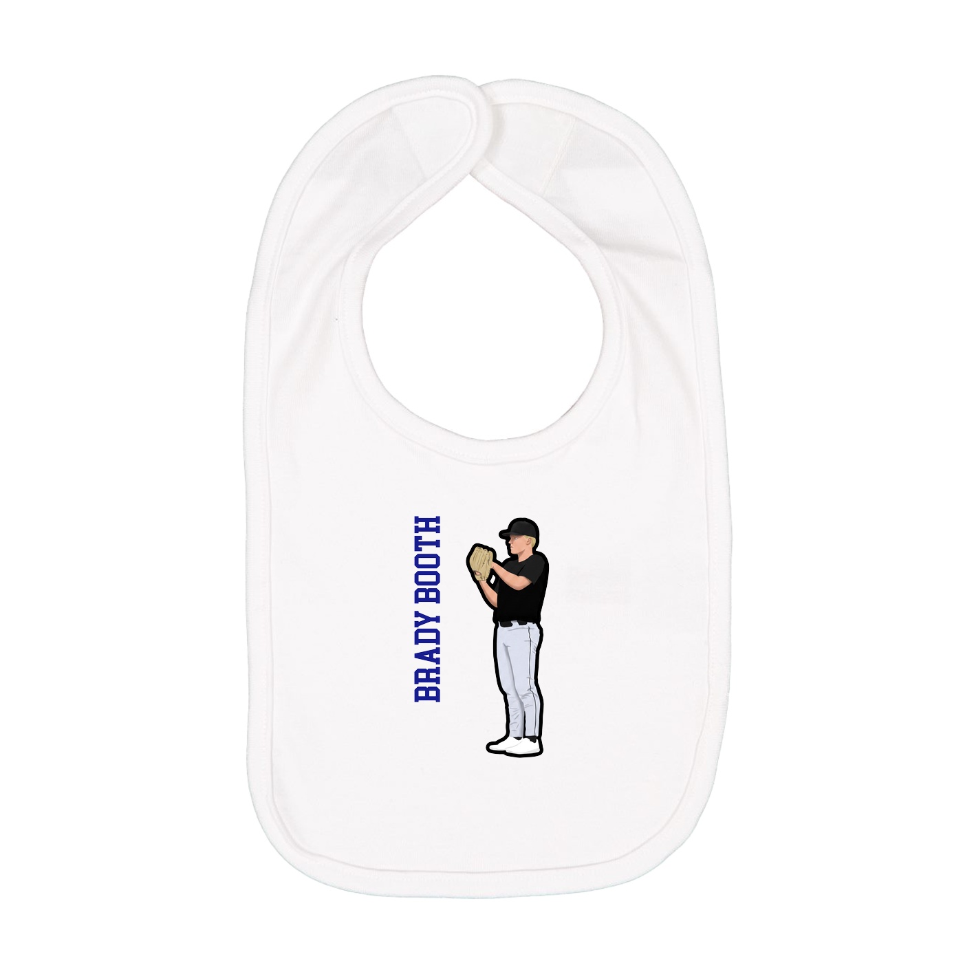 Infant Bib — Name Vertical in White